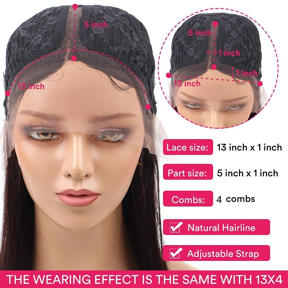 13x5x1 Lace Front Human Hair Wig with Baby Hair - 150% Density Body Wave 28 Inch T Part Lace Wig for Women - Natural Black Hairline - Perfect for Daily Wear, Parties, Cosplay and Special Occasions