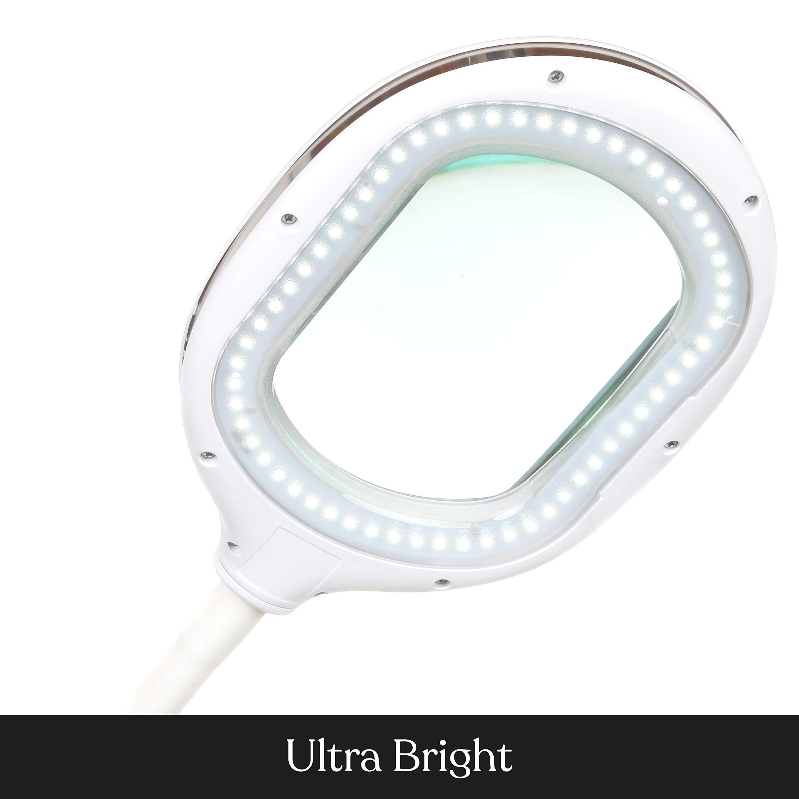 Brightech LightView Pro Magnifying LED Desk Lamp - 3-in-1 Adjustable Floor Lamp with Glass Magnifier for Reading, Hobbies & Professional Work | Durable Flexible Work Light for Crafts, Sewing, Jewelry Making & Detailed Tasks (White)