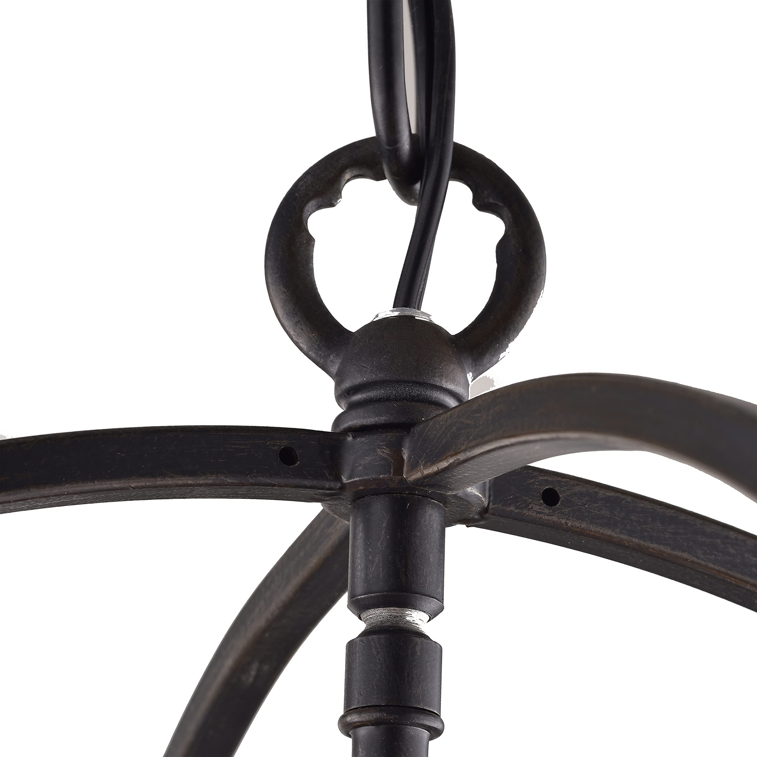 5-Light Globe Chandelier with Black Finish - Elegant Candle Style Ceiling Light Fixture for Dining Room, Bedroom, Bathroom & Hallway - 16.2