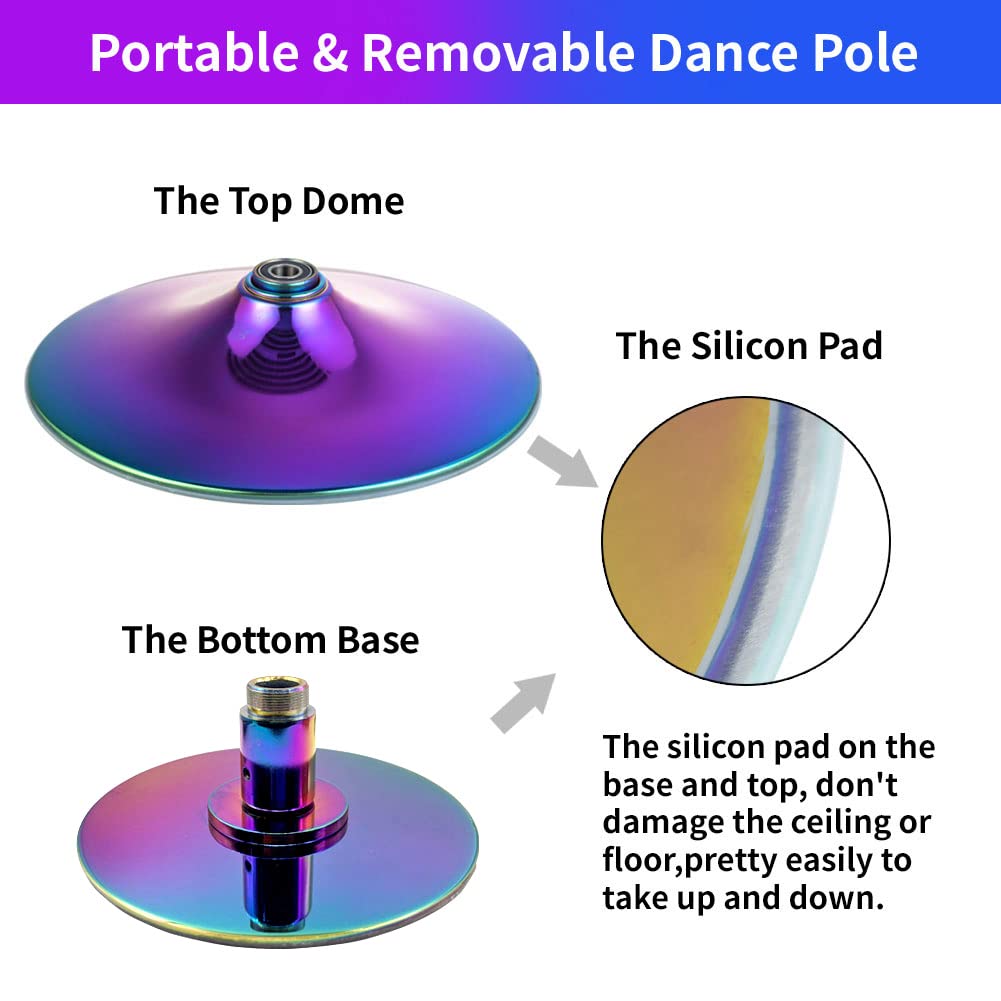 45mm Spinning Portable Dance Pole for Home & Studio - Extendable Pole Dancing Fitness Equipment for Bedroom, Living Room & Gym