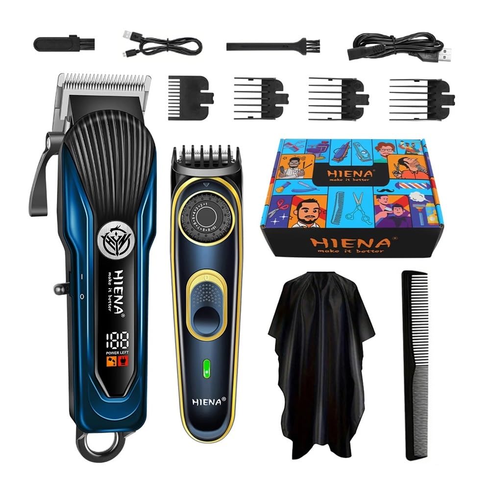 Professional Barber Hair Clipper Set - USB Rechargeable, Adjustable Knob for Precision Haircuts, Includes 2 Razors (Blue) - Perfect for Home Grooming & Salon Use
