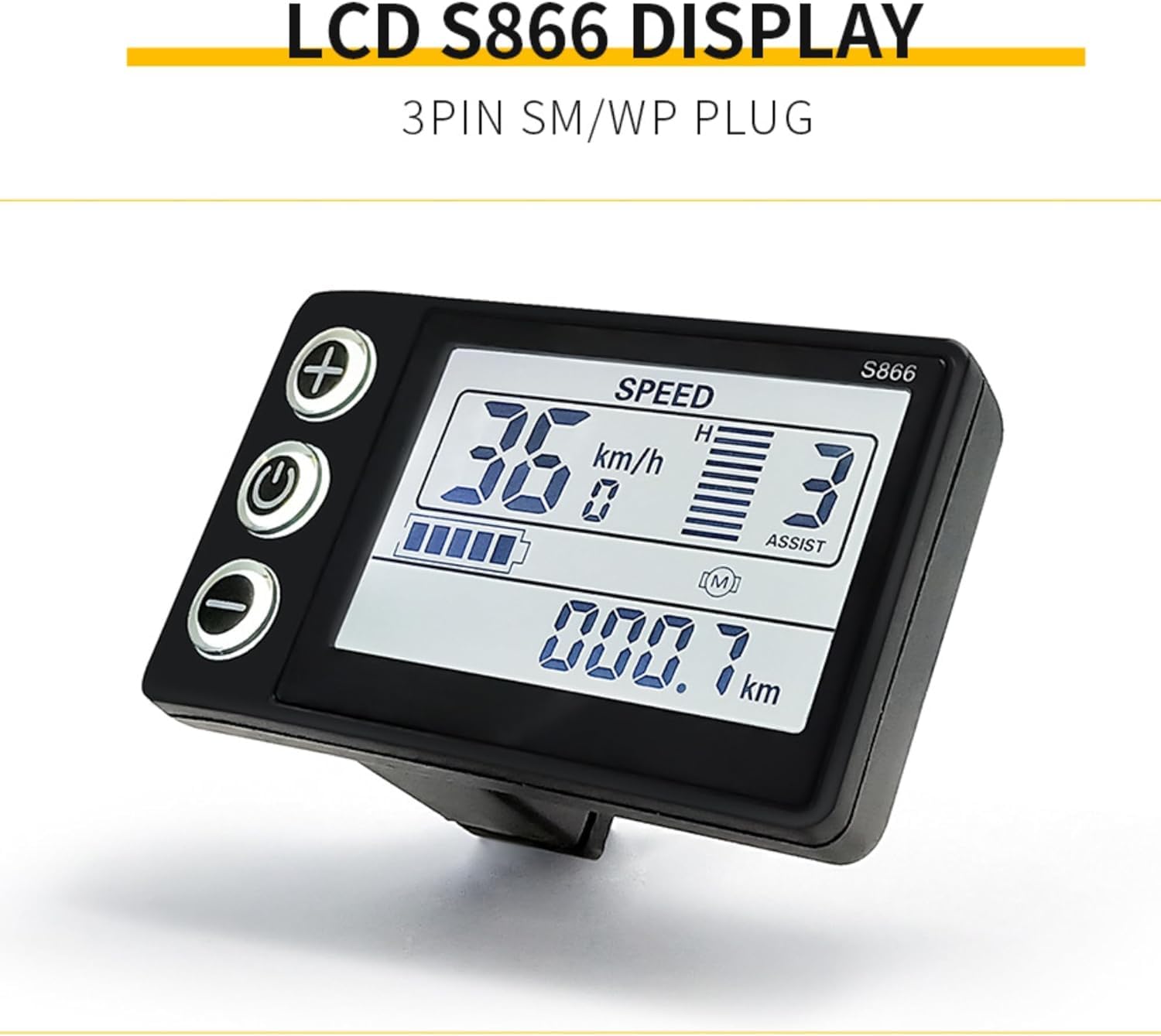**S866 Universal E-Bike LCD Display Meter - 24V 36V 48V 60V Waterproof Control Panel for Electric Bikes & Scooters - 6 Pin 22.2mm Screen for Commuting, Off-Road & Urban Riding**