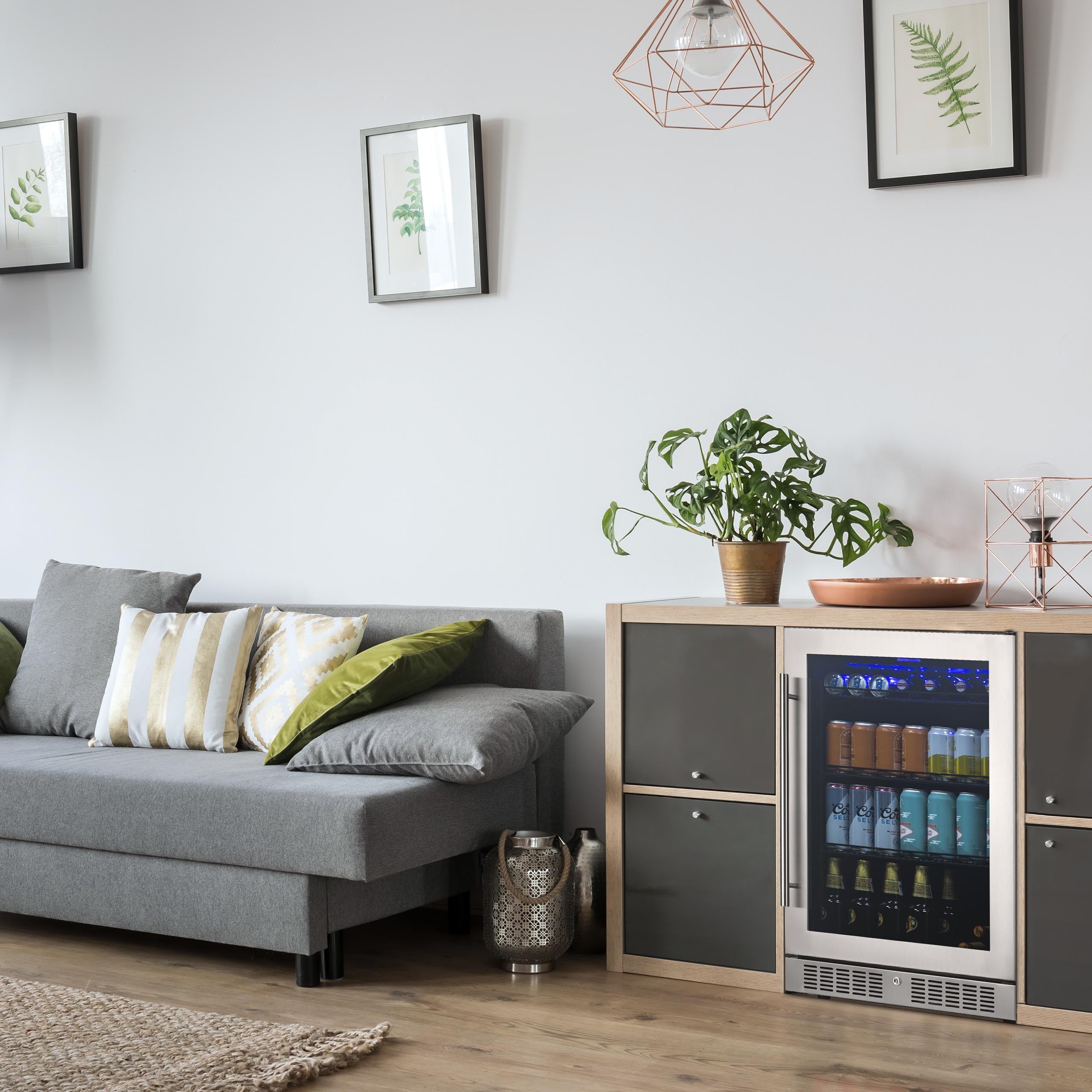 Newair® 224 Can Built-In Stainless Steel Beverage Refrigerator - 24 Bottle Capacity for Wine, Beer & Soda - Perfect for Home Bars, Kitchen & Office Use