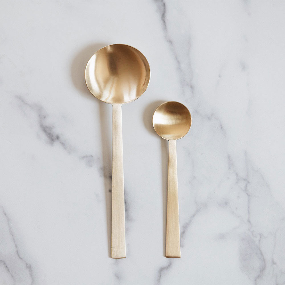Premium Brass Spoon Set - Elegant & Durable Kitchen Utensils for Cooking, Serving & Dining - Perfect for Home, Restaurant & Gift Giving