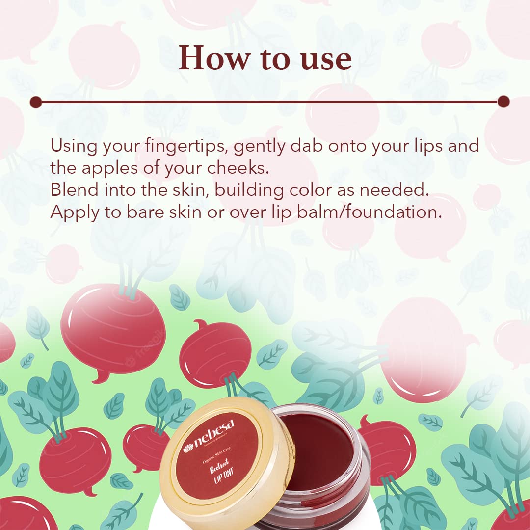 Nebesa Organics Natural Beetroot Lip Tint & Strawberry Lip Balm Combo Pack - Hydrating, Smoothing Lip Care for Dry Lips | Vegan, Cruelty-Free | Perfect for Daily Use, Makeup Looks & Gift Giving