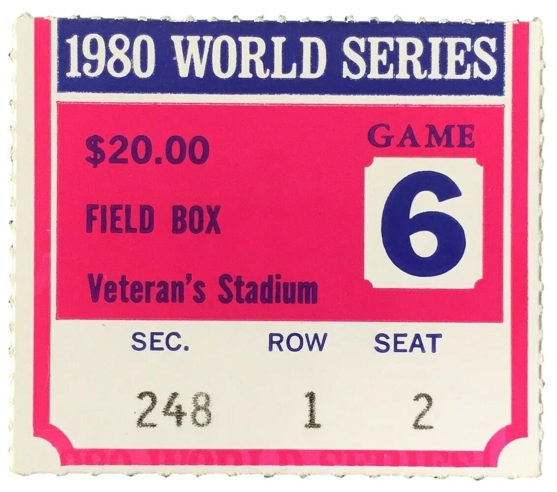 1980 World Series Game 6 Phillies vs Royals Field Box Ticket Stub - Rare Baseball Memorabilia for Collectors & Sports Fans - Perfect for Display, Framing, and Sports Memorabilia Collections