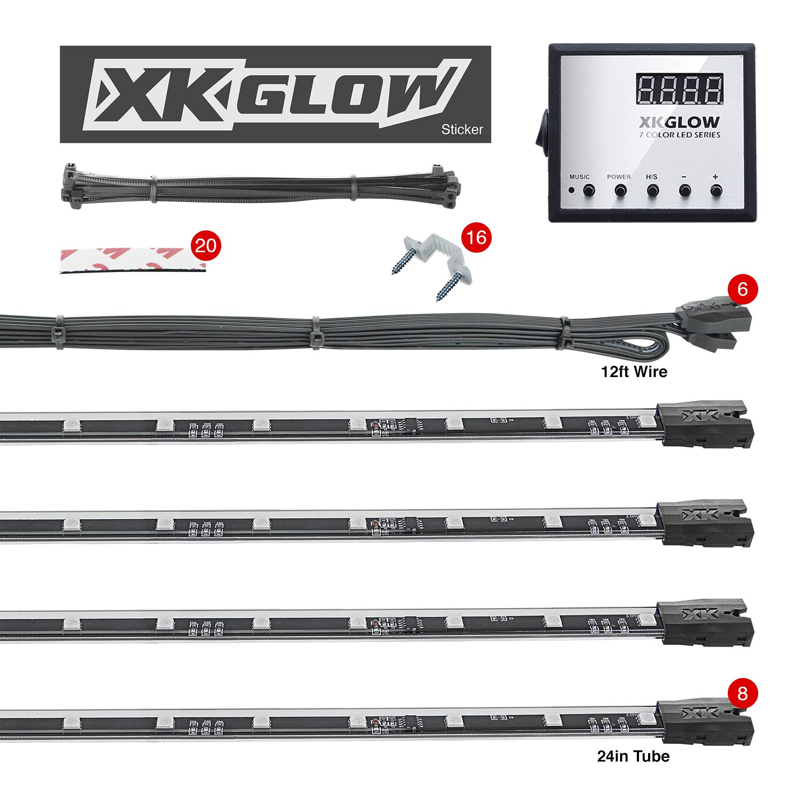 XKGLOW UFO Style LED Undercar Light Kit - 8 Piece Neon Glow Lights for Cars, Trucks & Motorcycles | Multi-Color RGB Underglow Lighting with Remote Control | Perfect for Car Shows, Night Driving & Custom Vehicle Styling