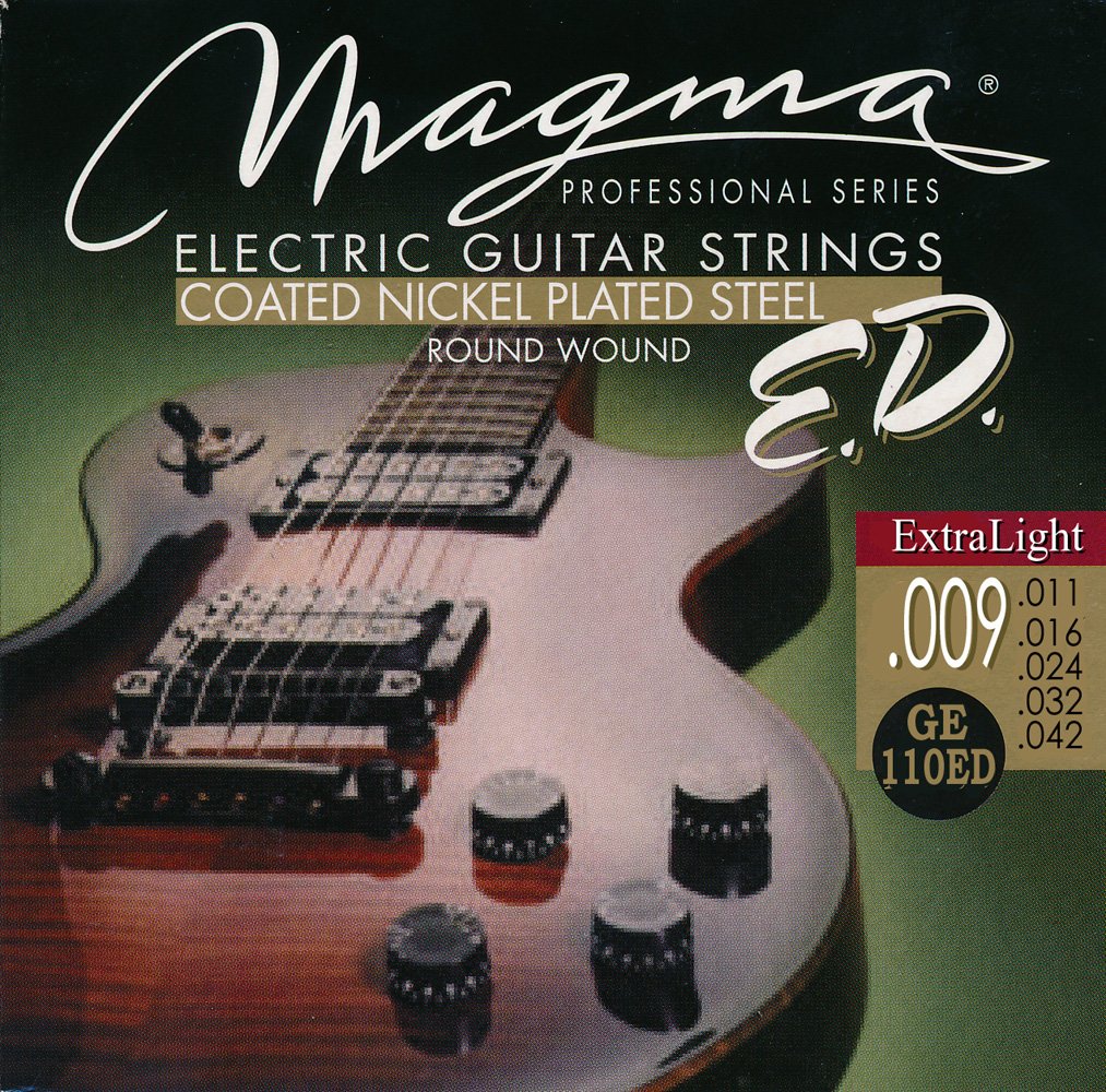 Magma Electric Guitar Strings Super Light Gauge .009-.042 Coated Nickel-Plated Steel Set (GE110ED) - Perfect for Rock, Blues & Studio Recording