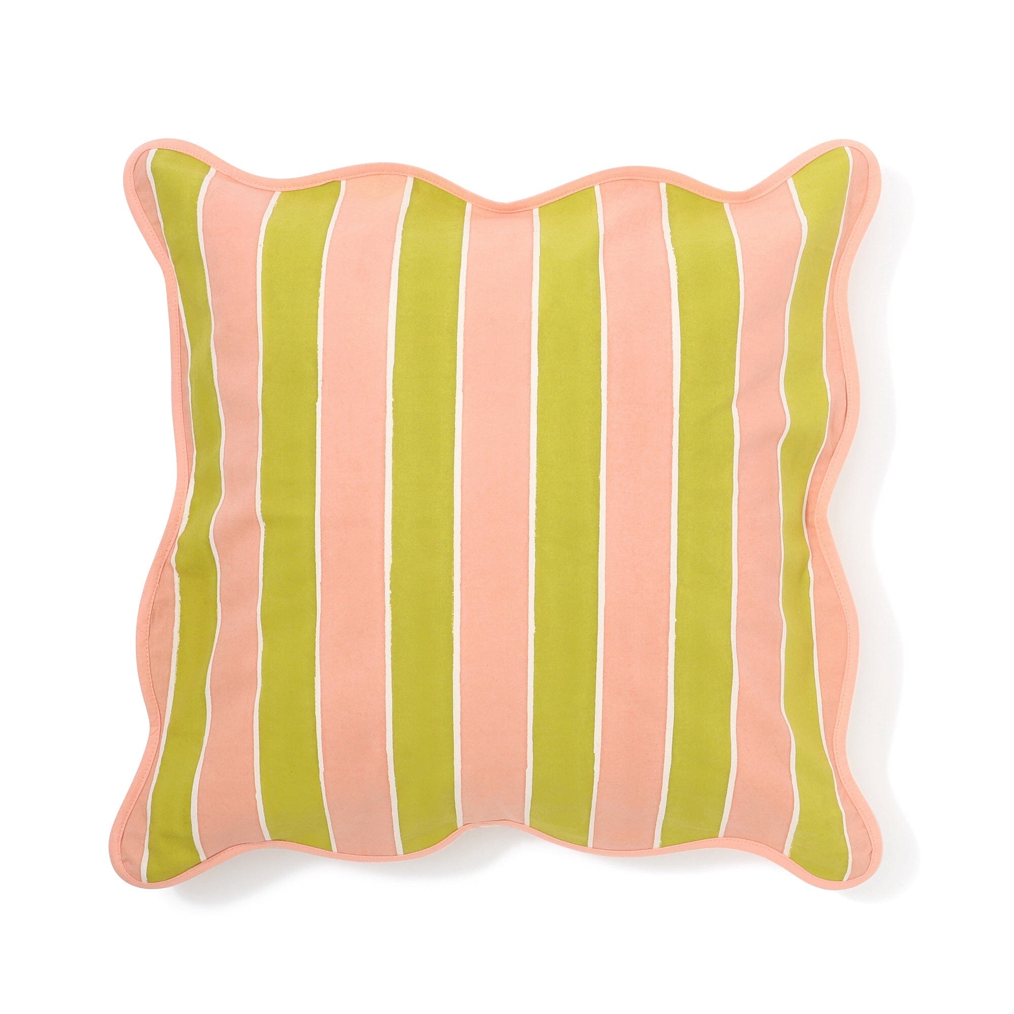 Handmade Block Print Cushion Cover 18x18 Inches - Pink & Green Cotton Pillow Case for Sofa, Bed, Living Room Decor - Boho Home Accessories for Cozy Interior Design