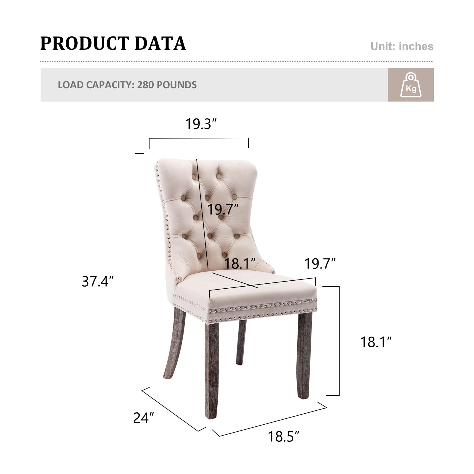 Velvet Dining Chairs Set of 4 - Upholstered Modern Kitchen Chairs with Ring Pull Trim & Button Back, Comfortable Seating for Dining Room, Living Room, Bedroom (Beige) | Perfect for Home Decor, Dinner Parties & Small Space Furniture Arrangement