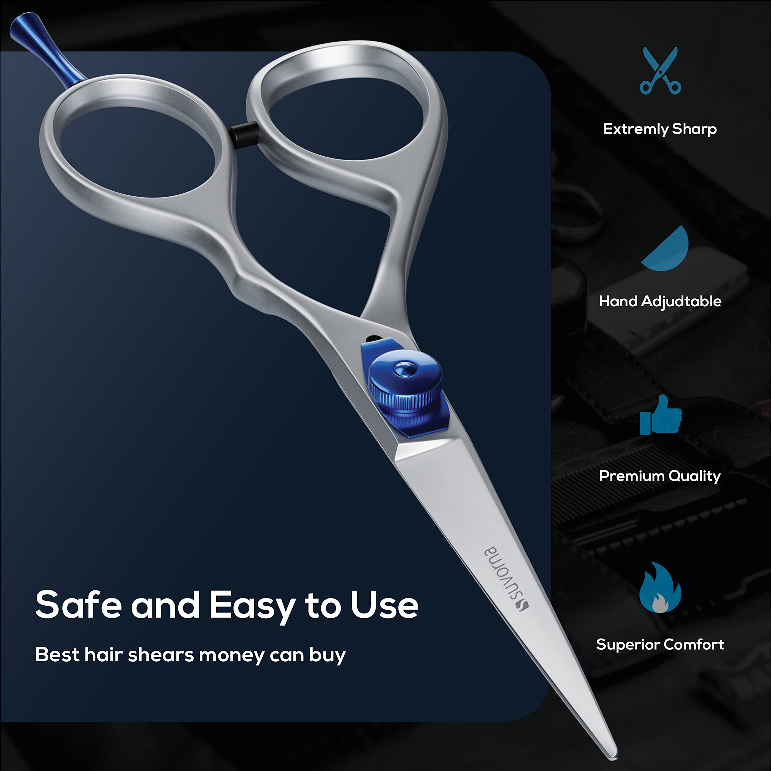 Professional 5.5 Inch Hair Cutting Scissors for Barbers & Stylists - Sharp Hairdressing Shears for Women & Men - Perfect for Salon, Home Haircuts & DIY Styling