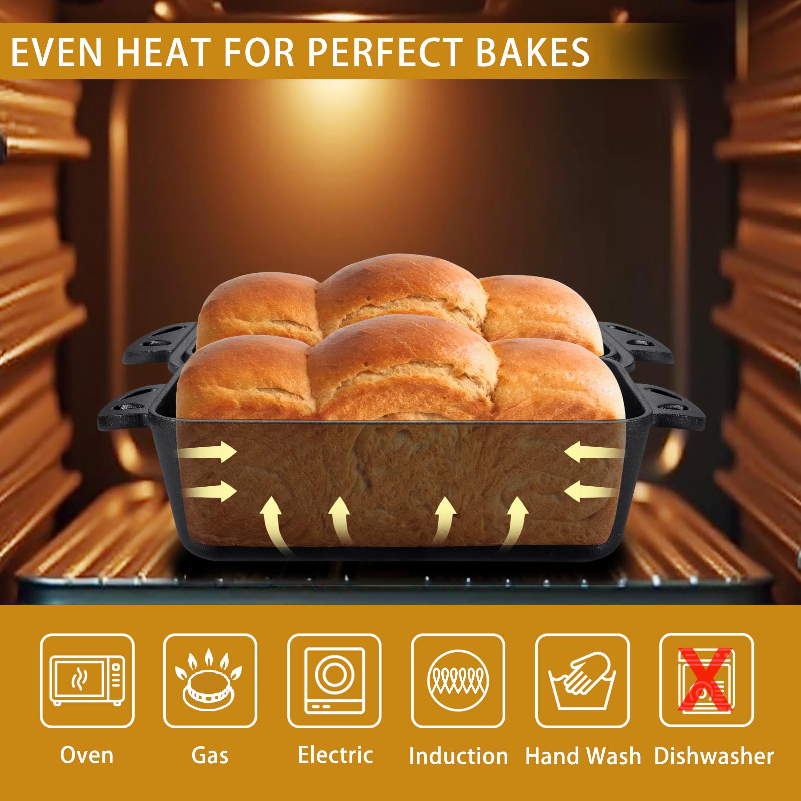 9x5 Inch Cast Iron Loaf Pan with Lid - Premium Bread Baking Pan Set of 2 for Homemade Sourdough, Banana Bread & Artisan Loaves | Perfect for Oven, Camping & Gift Giving