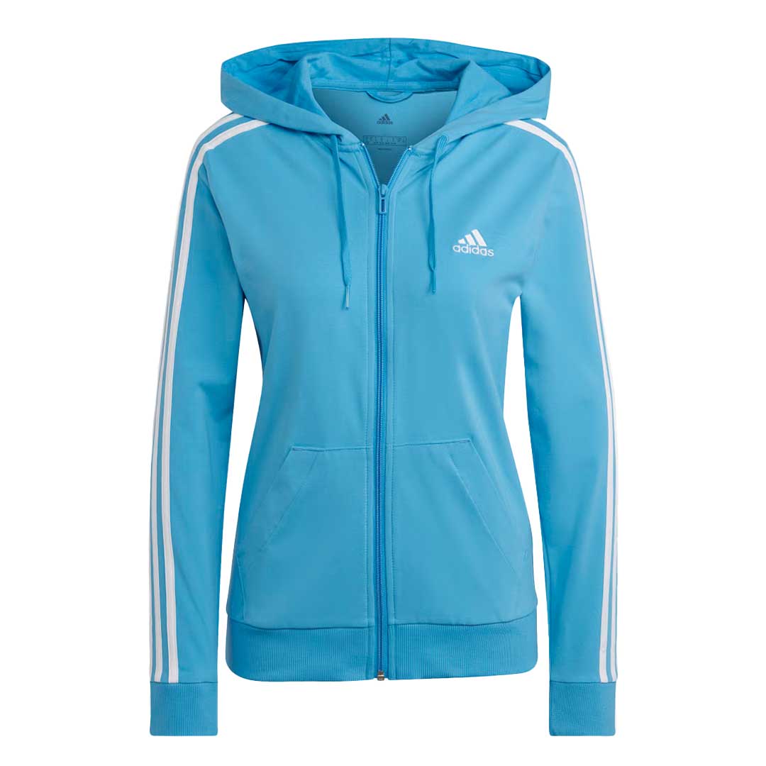 adidas Women's Essentials 3 Stripes Full Zip Hoodie (HL2057) - Comfortable Athletic Jacket for Running, Gym & Casual Wear