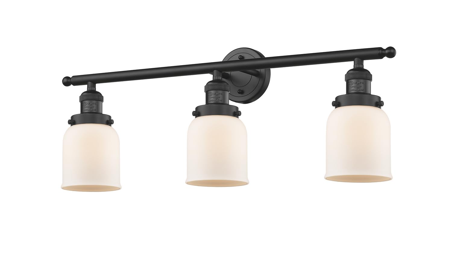 Franklin Restoration Collection 205-BK-G51 3-Light Bathroom Vanity Fixture in Black - Modern Lighting for Bathroom, Powder Room & Master Suite