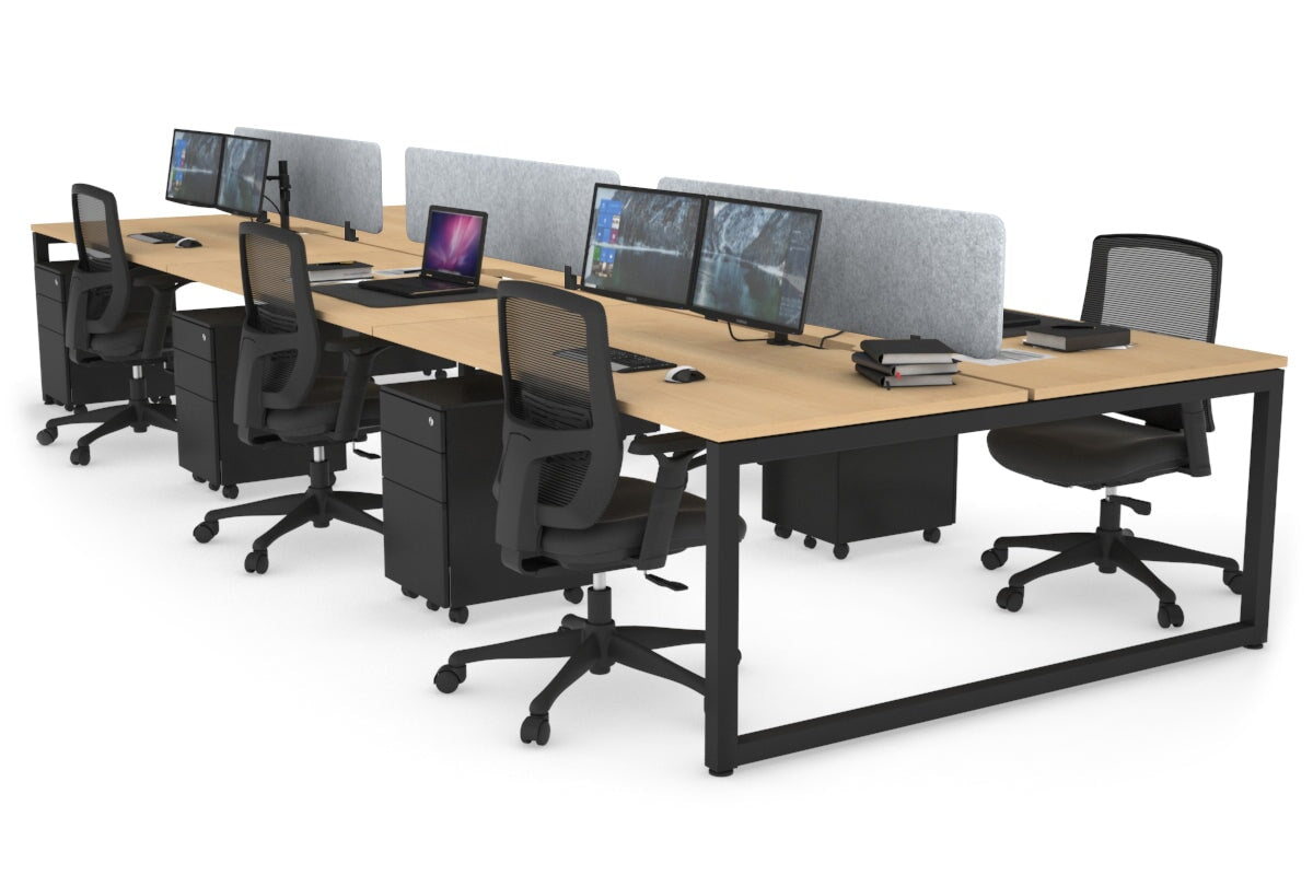 Quadro Loop Legs 6-Person Office Workstation - 1400L x 800W with Cable Management - Perfect for Open Office Layouts & Collaborative Workspaces