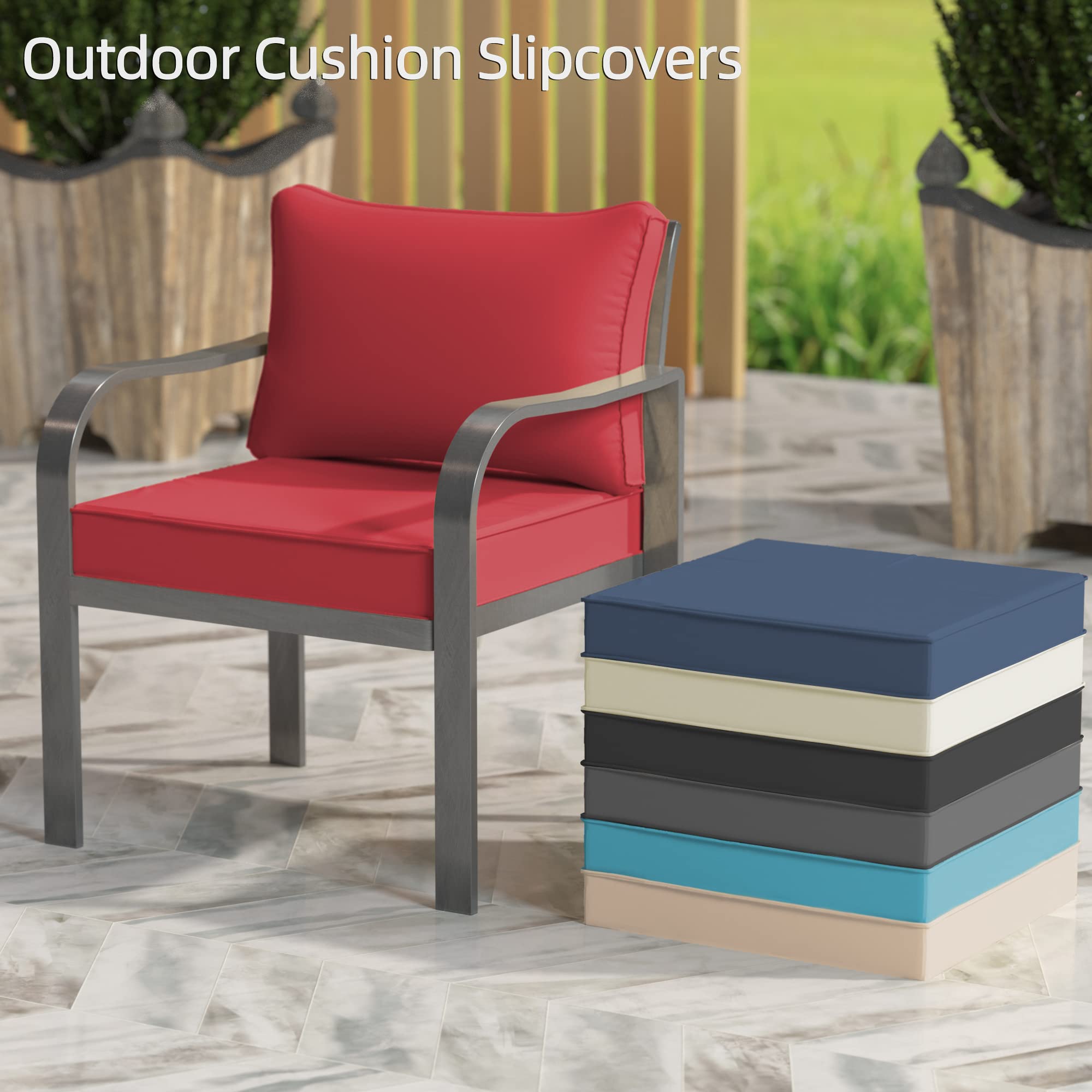 11-Piece Outdoor Cushion Covers Set - Waterproof & UV Resistant Patio Furniture Replacement Covers for Sofa, Chair & Back Pillows - Perfect for Garden, Deck, Poolside & Outdoor Living Spaces (Red)