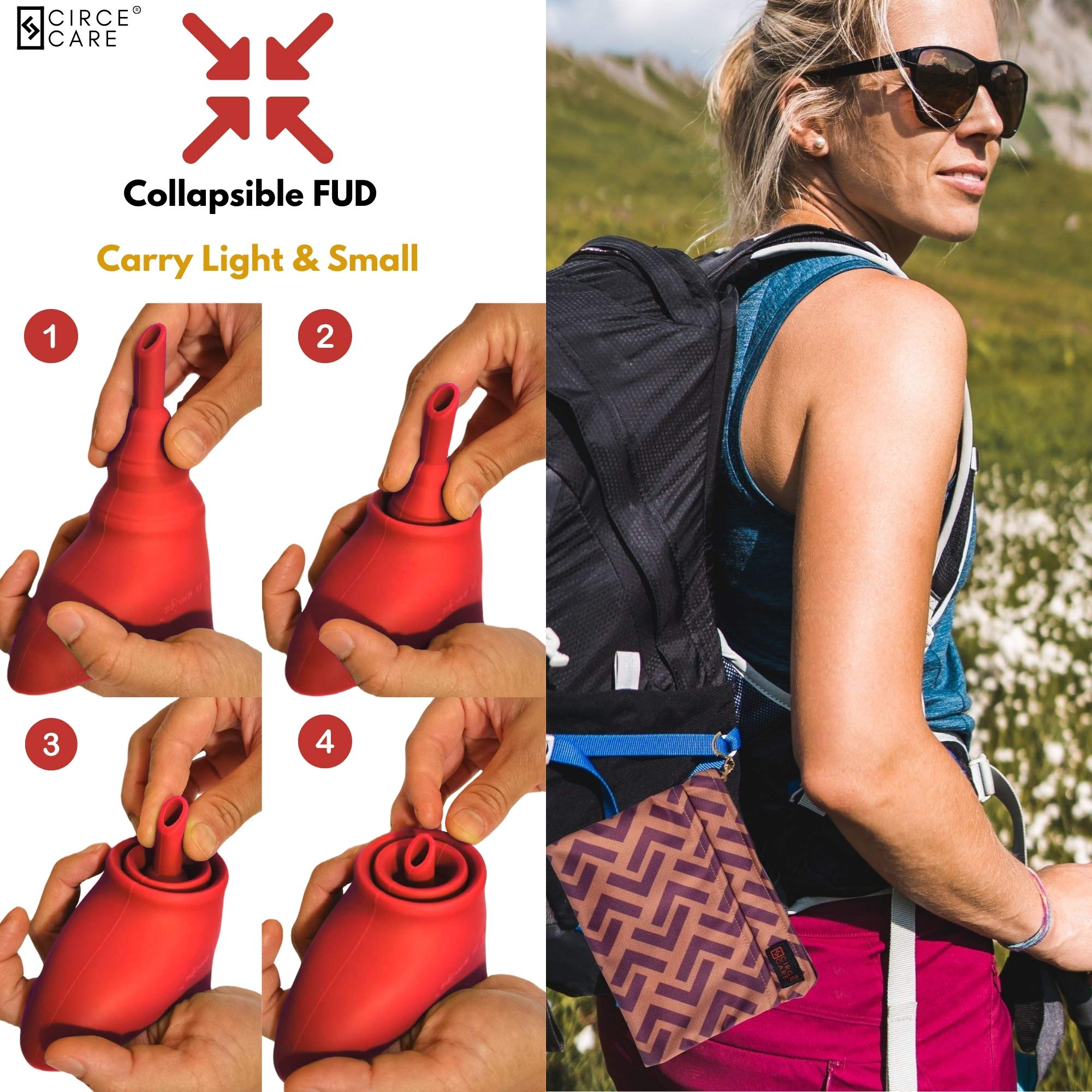 Collapsible Female Urination Device - Portable Reusable Women's Urinal for Standing Pee - Soft, Firm & Plus Size Options - Perfect for Travel, Camping, Hiking & Outdoor Adventures