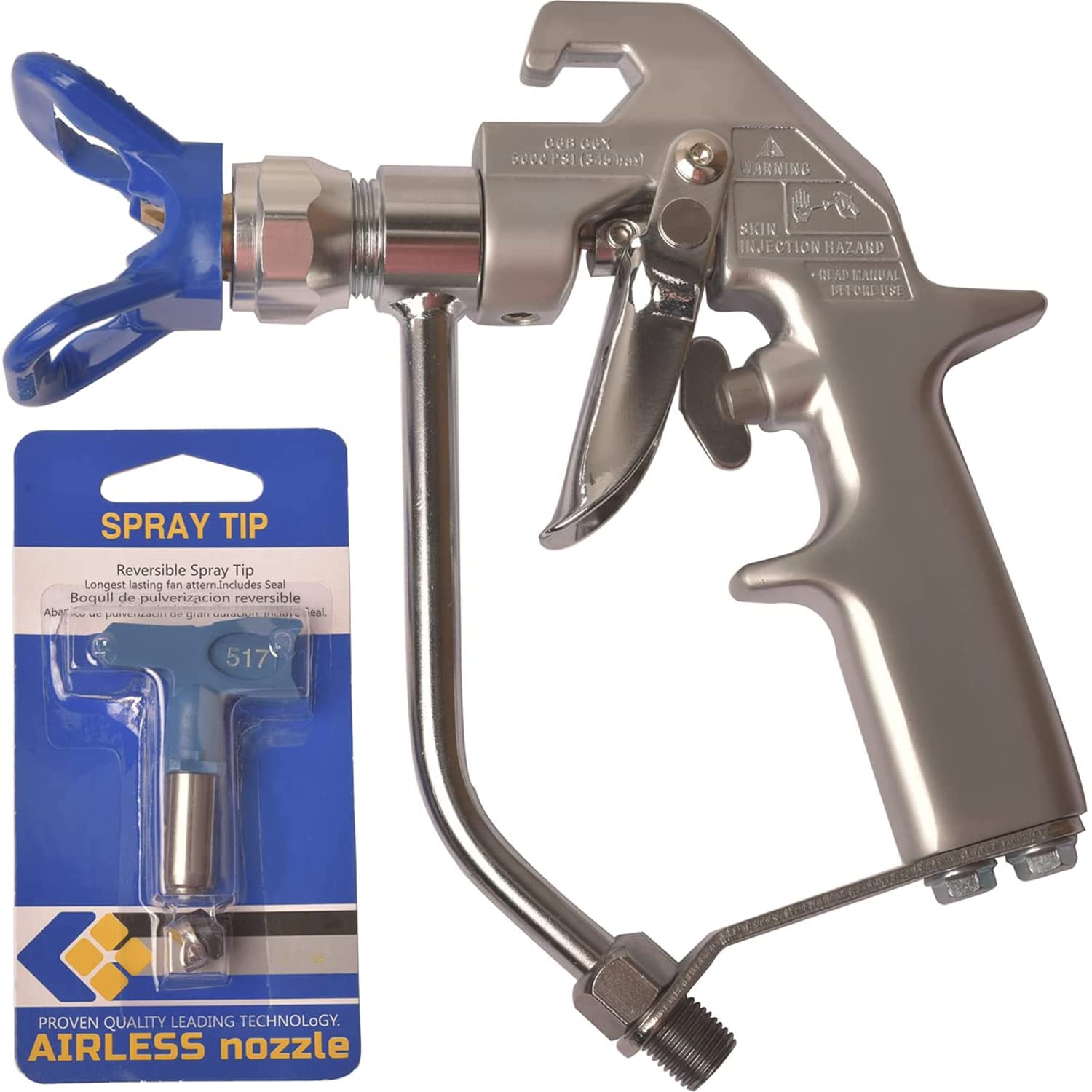5000PSI Airless Paint Spray Gun with Tip Guard & 517 Tip - Professional Painting Tool for Walls, Furniture & DIY Projects | Ideal for Home Renovation & Commercial Use