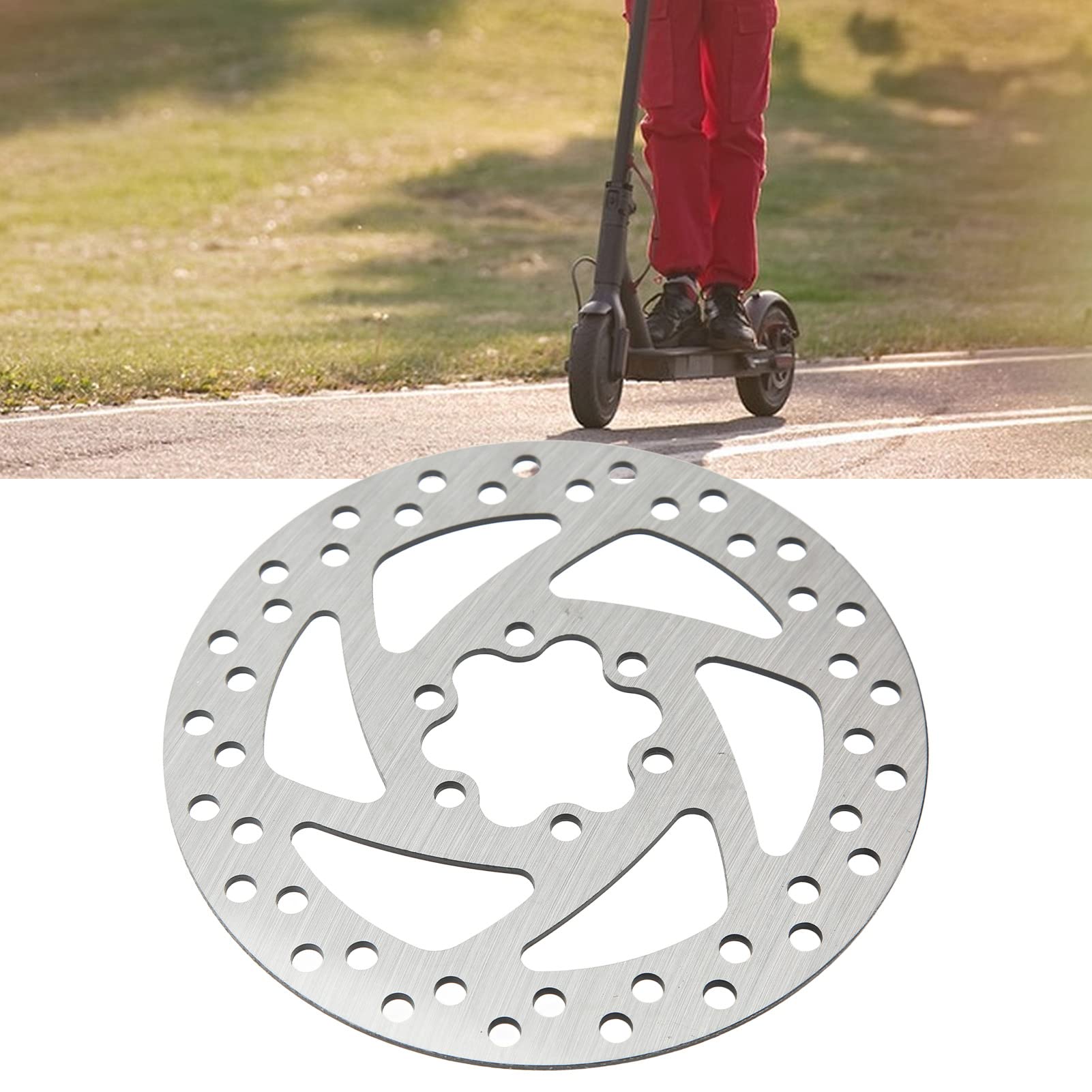 5.5 Inch Stainless Steel Electric Scooter Brake Disc - 6 Hole Mini Round Brake Rotor with 6 Screws | Replacement Part for Electric Scooters & Bikes | Perfect for Urban Commuting & Last-Mile Transportation