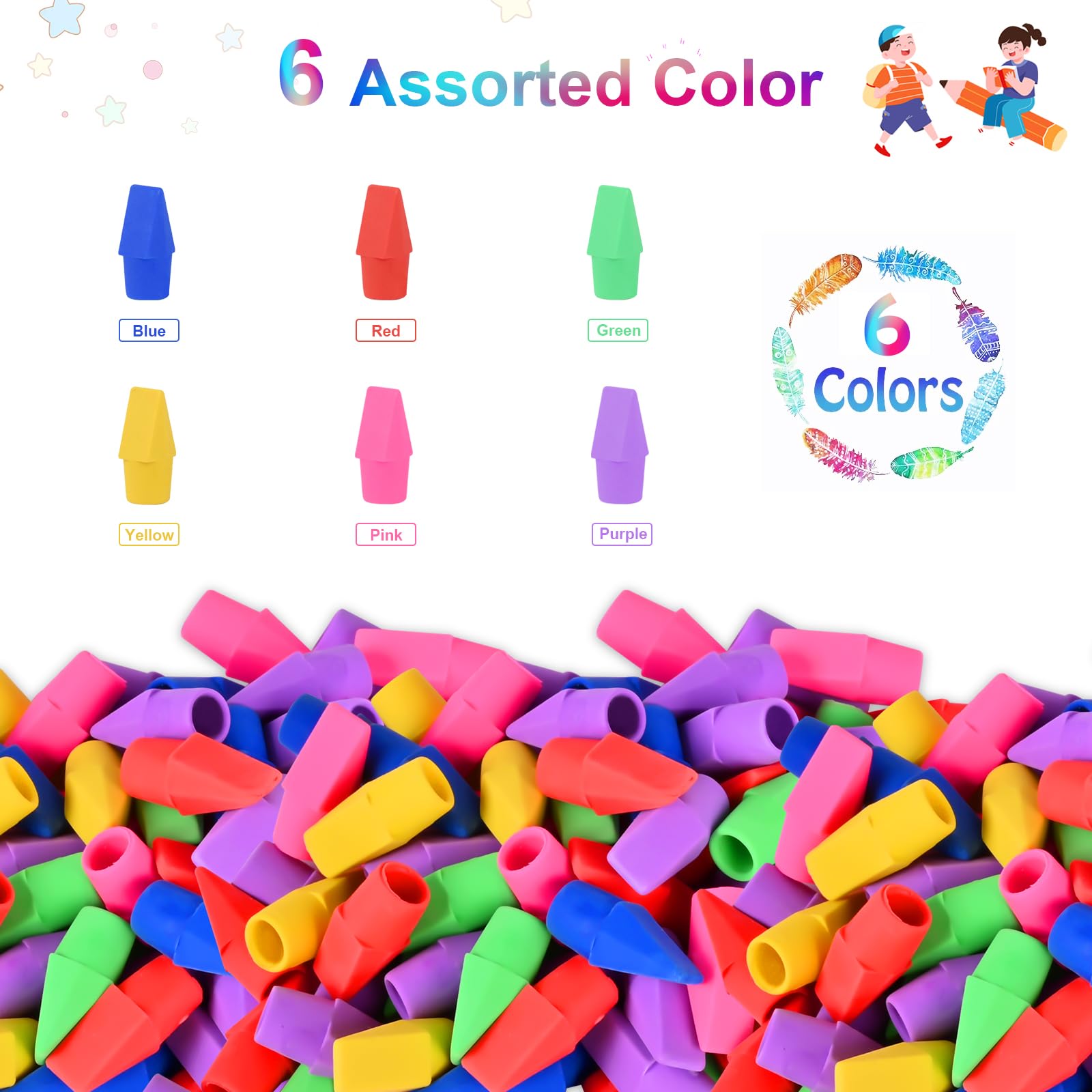 130 Pencil Eraser Caps - School & Office Supplies for Teachers & Students