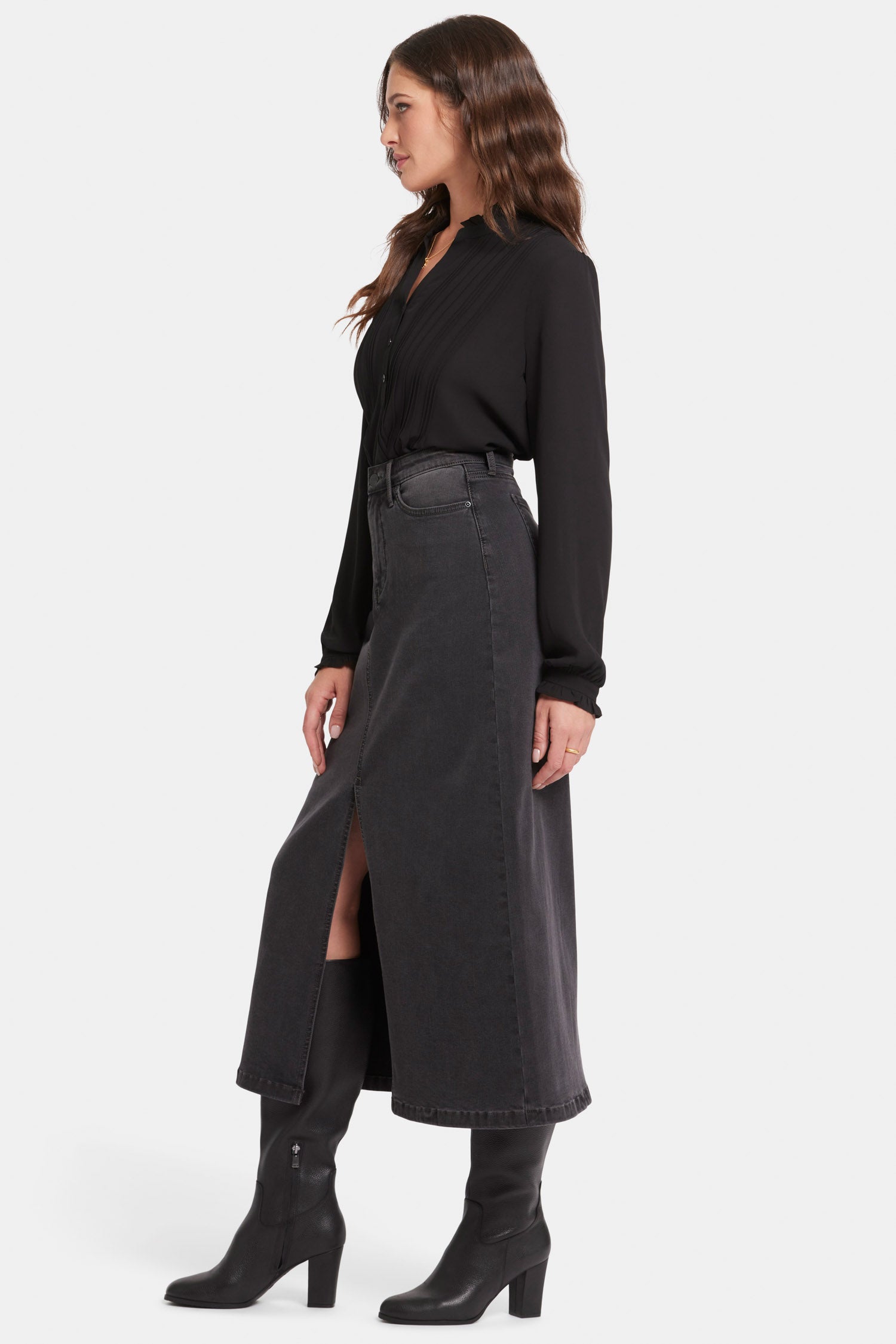 Elegant High Rise Long Skirt with Cloud Stone Print - Perfect for Office Wear, Date Night & Special Occasions