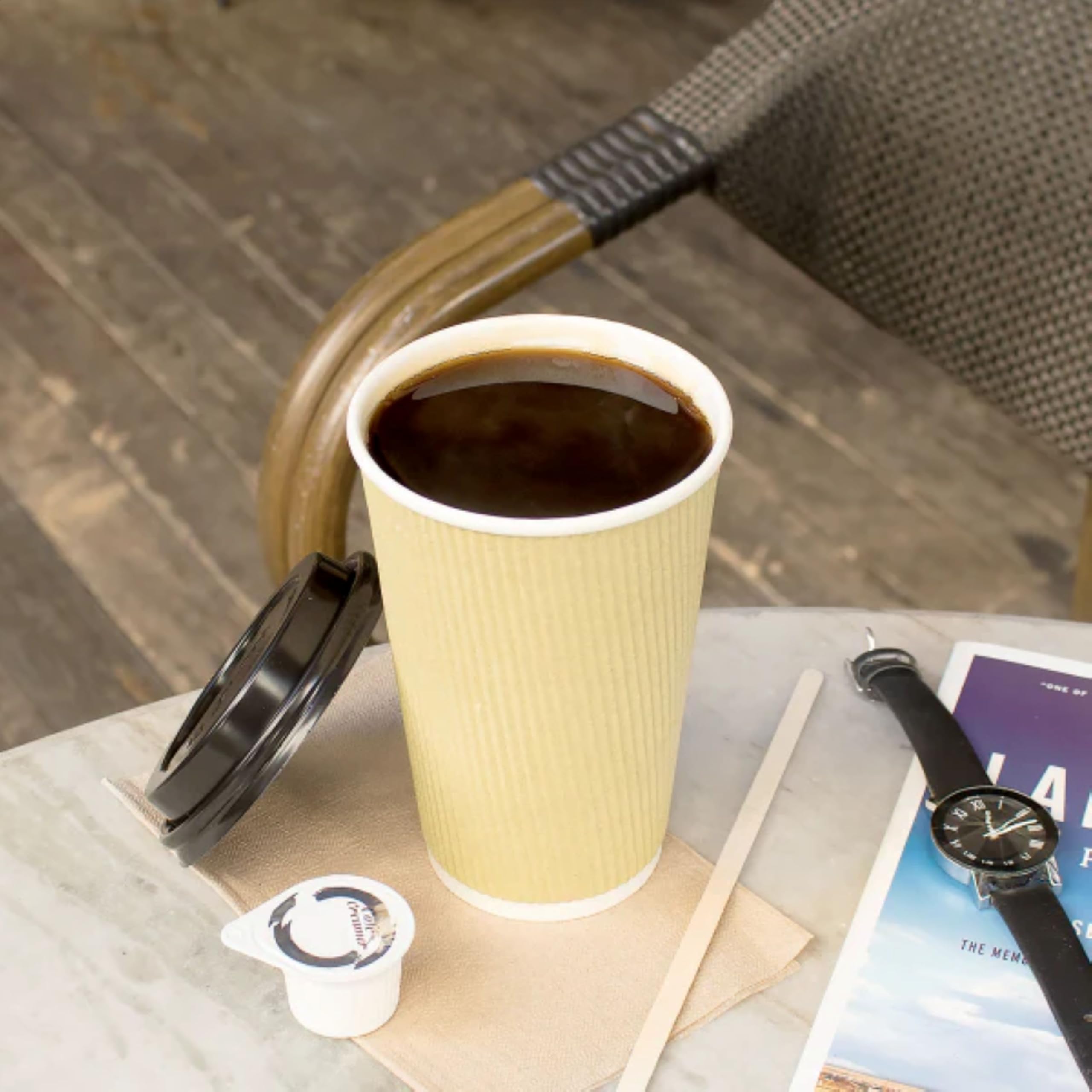 16oz Ripple Insulated Coffee Cups [500 Count] - Double Poly Lined Kraft Paper Hot Cups for Coffee, Tea & Hot Chocolate - Ideal for Coffee Shops, Offices & Catering Events (C-KRC516)