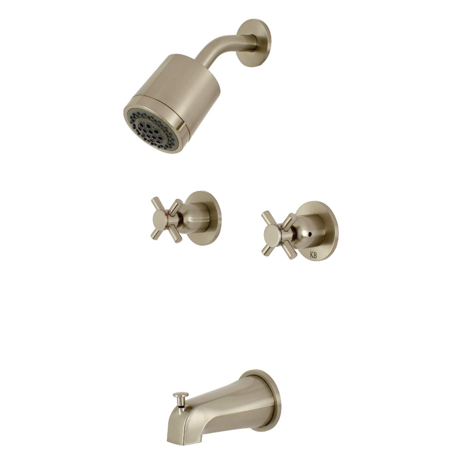 Kingston Brass KBX8148DX Concord Brushed Nickel Tub and Shower Faucet - 7.13 x 13 x 5.5 Inches - Bathroom Fixture for Modern Homes, Spa-Like Shower Experience
