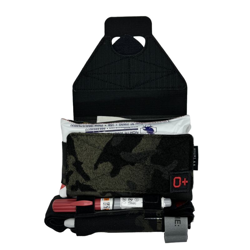 IFAK Belt Kit - Tactical Medical Pouch in MultiCam Black for Emergency First Aid & Survival Scenarios