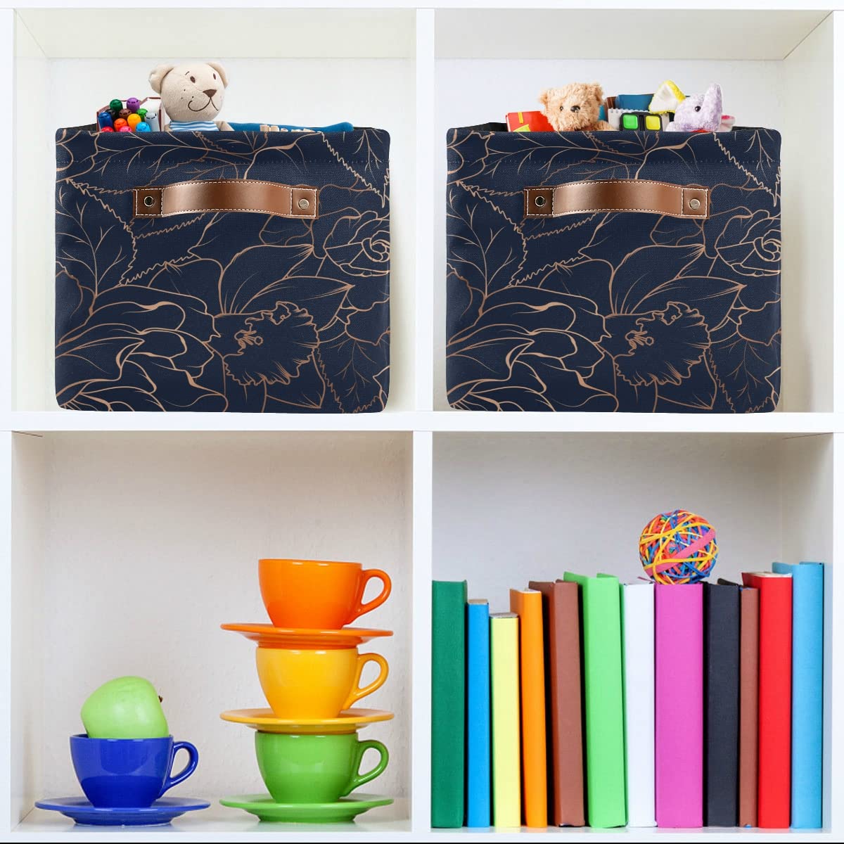 Susiyo Foldable Fabric Storage Bins with Handles - 1 Pack Navy Blue Storage Cubes for Shelves, Closet, Nursery & Home Organization | Perfect for Toys, Books & Household Items Storage