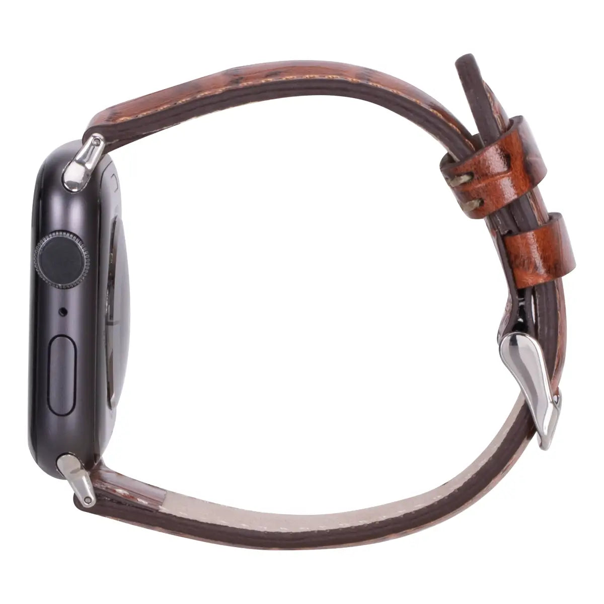 Genuine Brown Crocodile Pattern Leather Apple Watch Band - Stylish & Durable Replacement Strap for Work, Gym & Everyday Wear