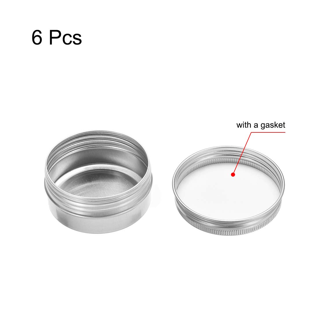 uxcell 6 Pack 1.7 oz Round Aluminum Tin Cans with Screw Top Metal Lids - 50ml Small Containers for DIY Crafts, Candle Making, Storage & Organizing - Perfect for Home, Office, Party Favors & Gift Packaging