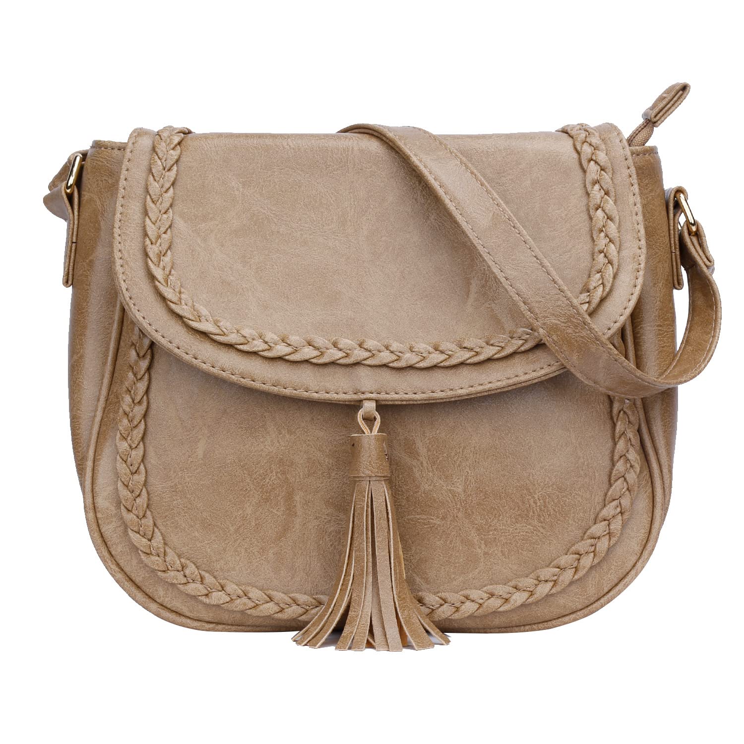 KKXIU Women's Casual Flap Saddle Crossbody Bag with Tassel - Stylish Purse for Everyday Use, Travel & Shopping