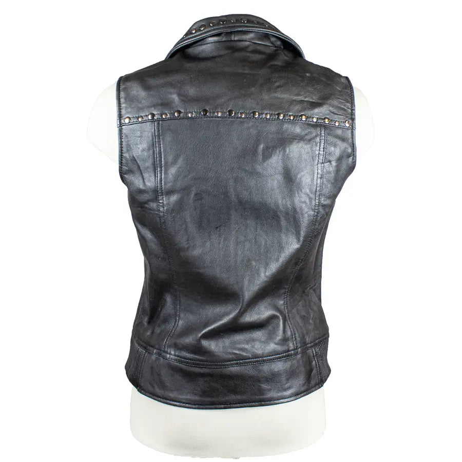Stylish Open Road Women's Studded Leather Vest - Fashionable Biker Jacket for Motorcycle Riding & Casual Outfits