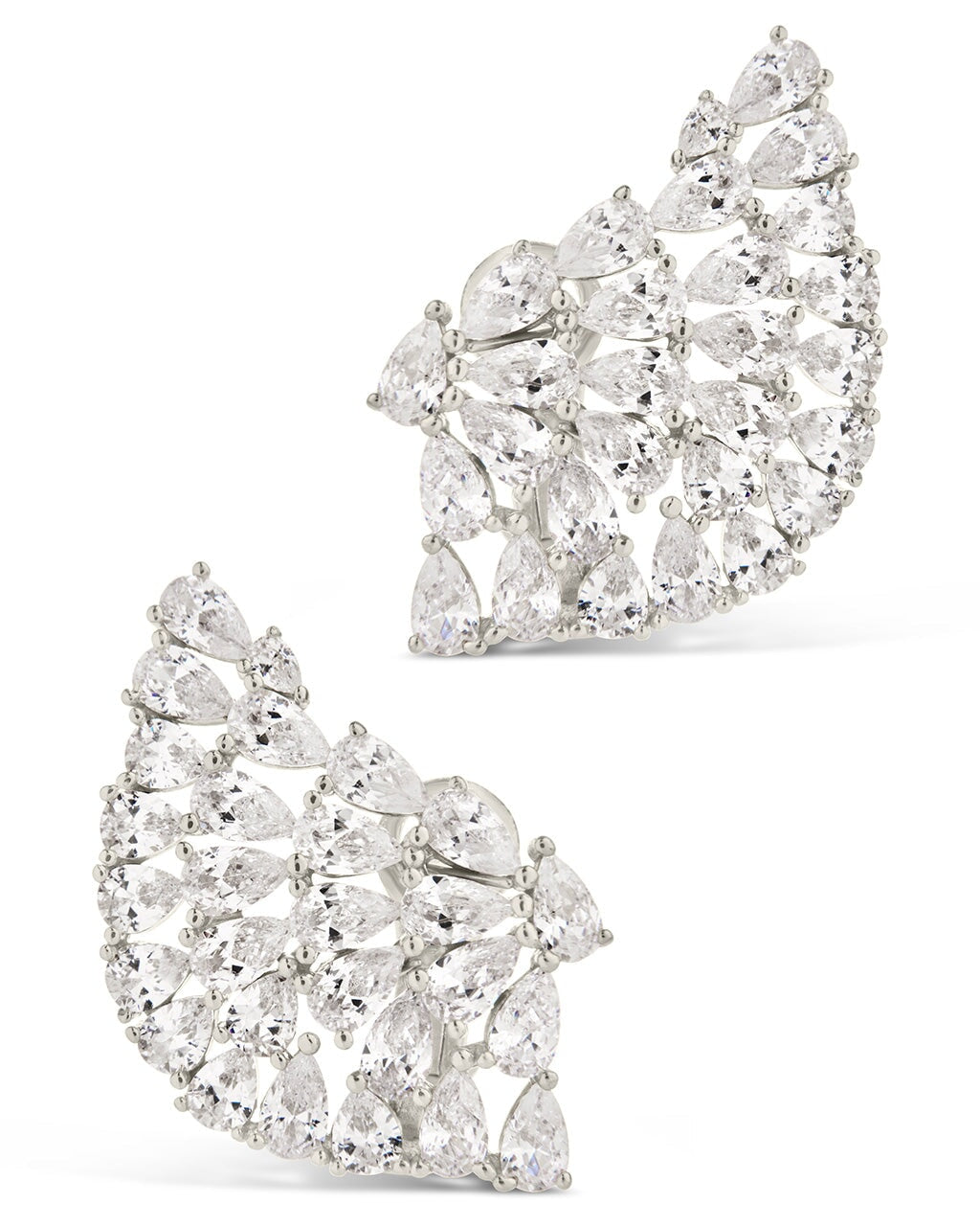 Miranda CZ Fan Stud Earrings for Women - Sparkling Cubic Zirconia Fashion Jewelry - Perfect for Parties, Weddings & Everyday Wear
