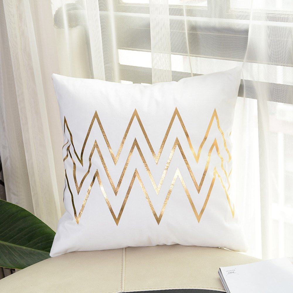 Luxury Gold Foil Throw Pillow Cover 18x18 Inch - Decorative Cushion Cover for Sofa, Bed & Home Decor - Elegant Accent Pillow for Living Room, Bedroom & Wedding Decor
