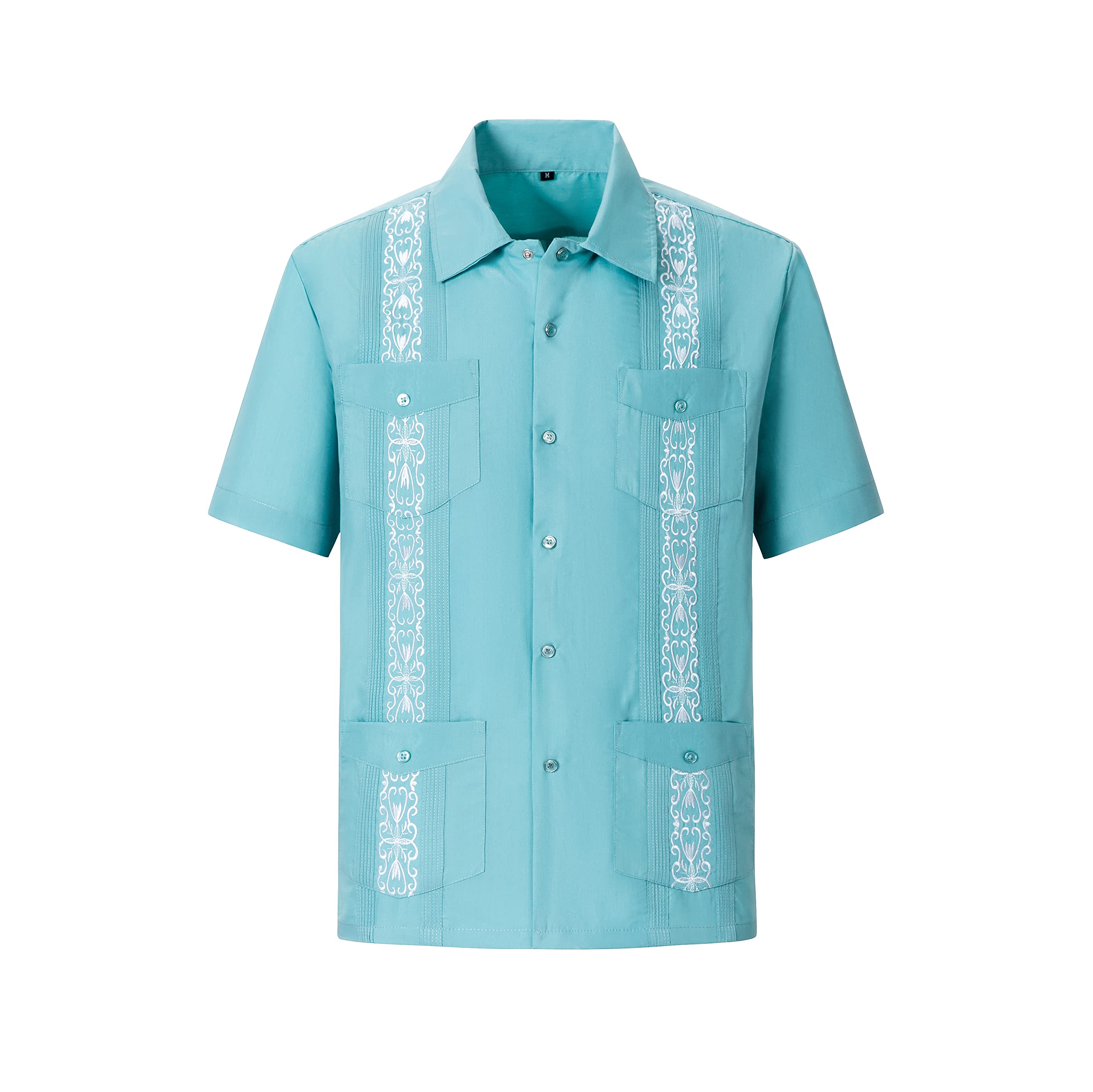 Men's Guayabera Shirts - Short Sleeve Casual Button Down Shirt with Snap Closure | Perfect for Summer, Beach, and Tropical Vacations