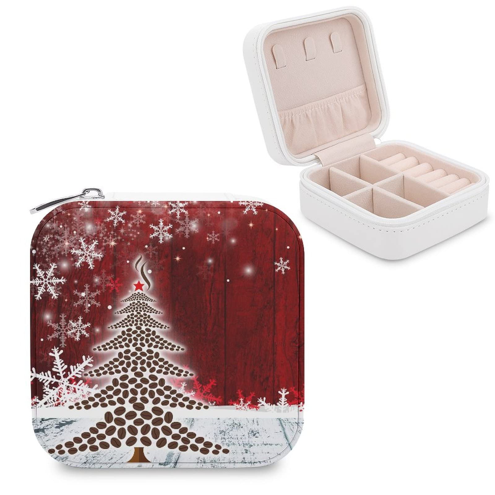 Elegant Small PU Leather Jewelry Box for Women - Travel Jewelry Organizer with Storage Compartments for Rings, Earrings, Necklaces & Bracelets - Perfect for Home, Travel & Gift Giving