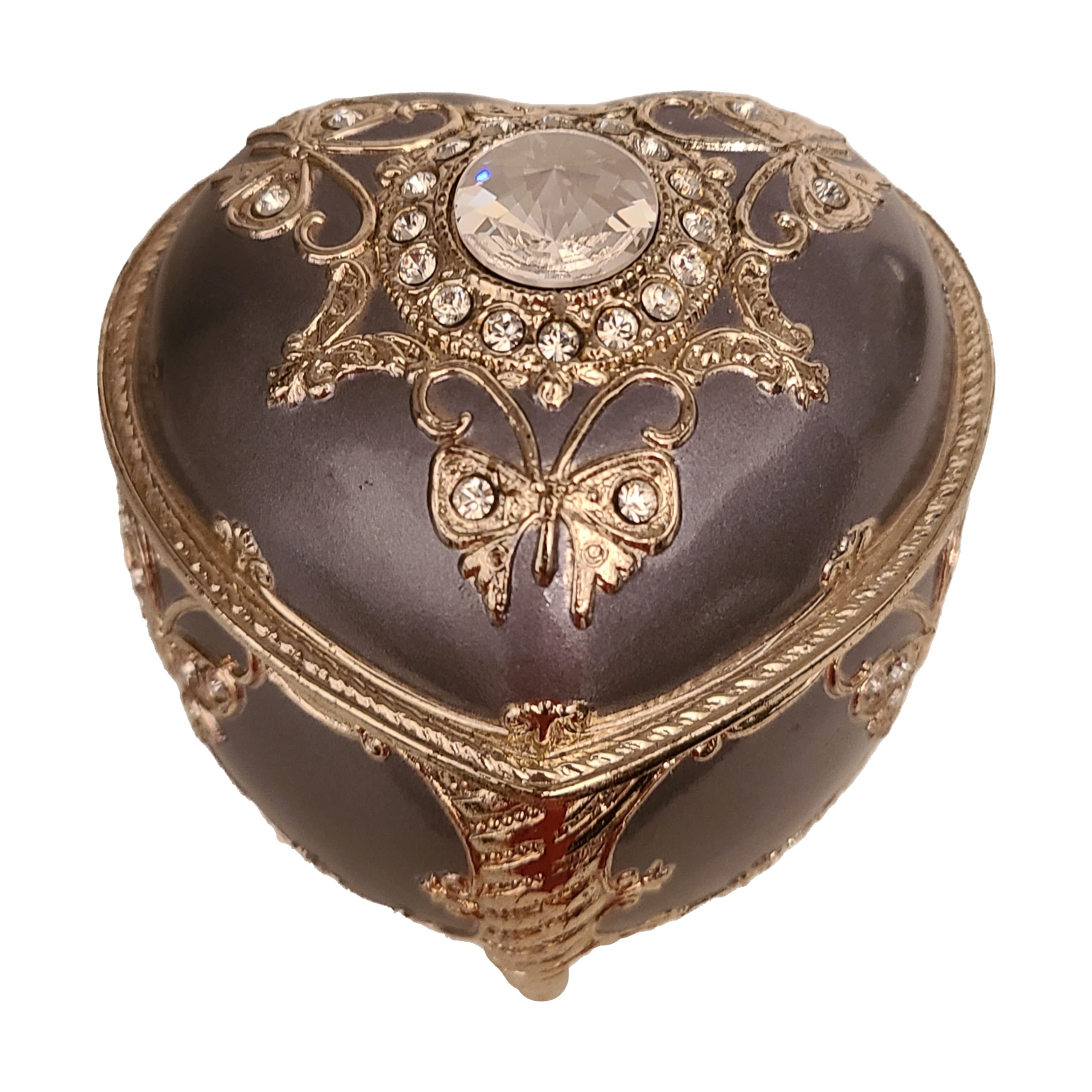 Heart-Shaped Purple Jewelry Box with Sparkling Butterfly & Austrian Crystals - Plays 'My Heart Will Go On' - Perfect for Gift Giving, Jewelry Storage & Home Decor