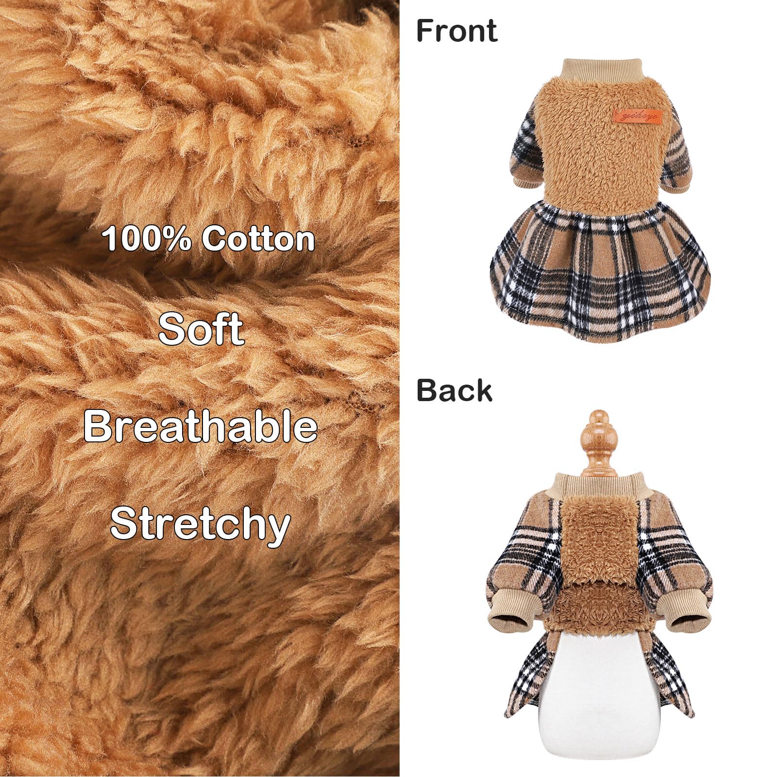 Kosiyi Small Dog Sweater for Chihuahua Yorkie - XXS Khaki - Perfect for Winter & Festivals
