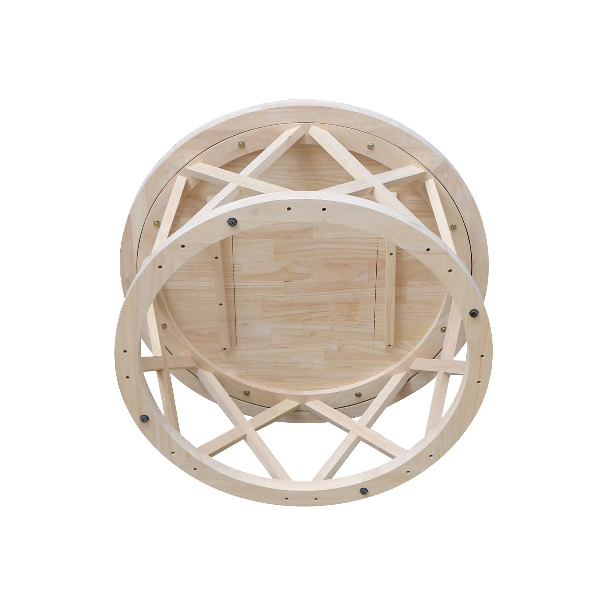 IC International Concepts Solid Wood Ceylon Round Coffee Table - Unfinished Natural Wood for Living Room, Lounge & Office Decor