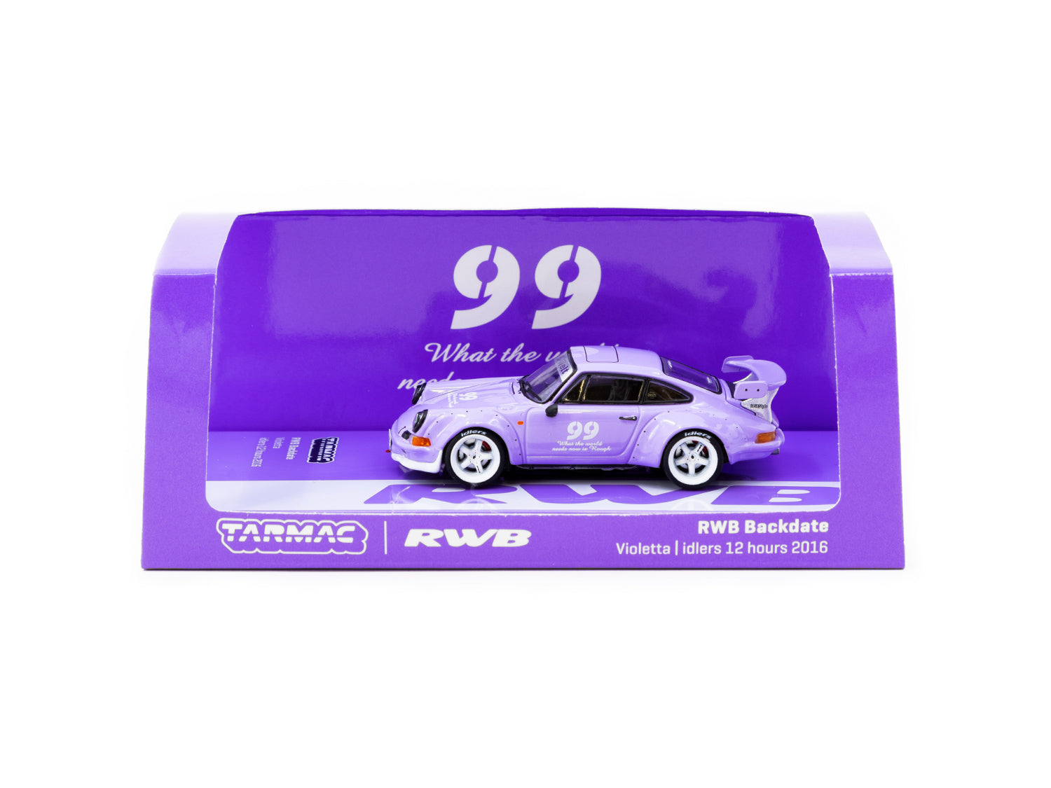 Tarmac Works 1/64 Scale RWB Backdate Violetta Idlers 12 Hours 2016 Diecast Model Car - Perfect for Collectors & Racing Enthusiasts