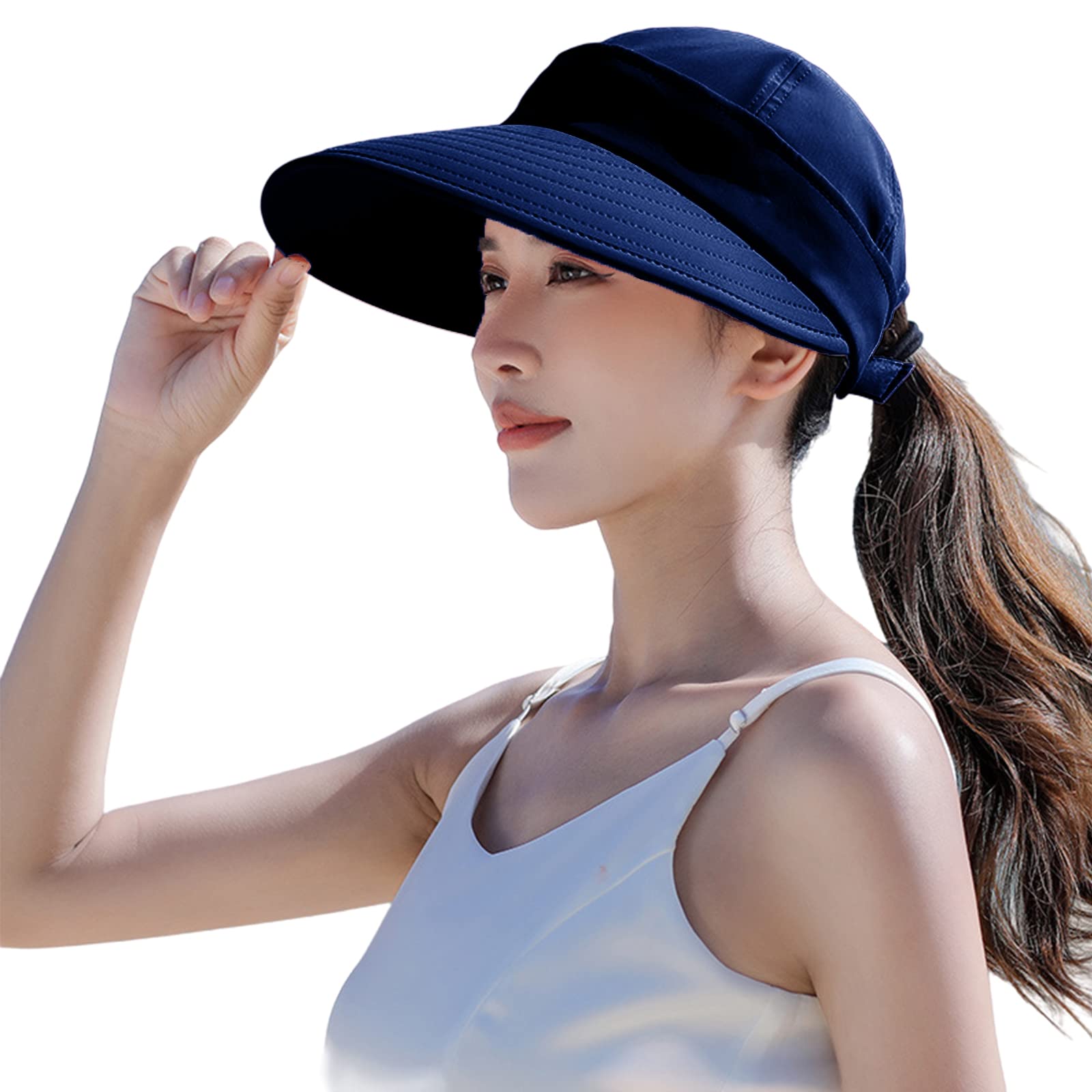 Women's Sun Hat with Detachable Visor - UPF 50+ UV Protection Packable Beach & Golf Hat for Outdoor Activities, Travel, and Summer Fashion