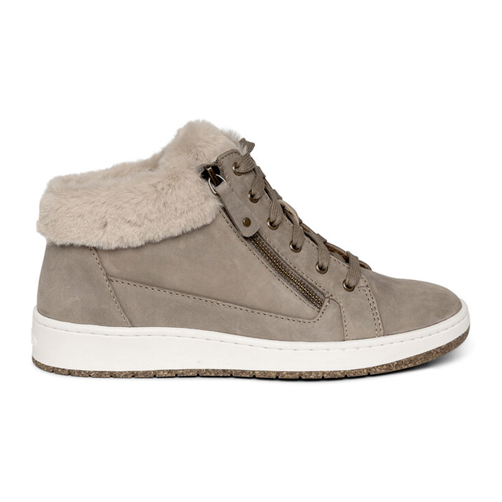 Aetrex Dylan Women's Taupe Leather Ankle Boots - Comfortable & Stylish for Walking, Work & Casual Outfits