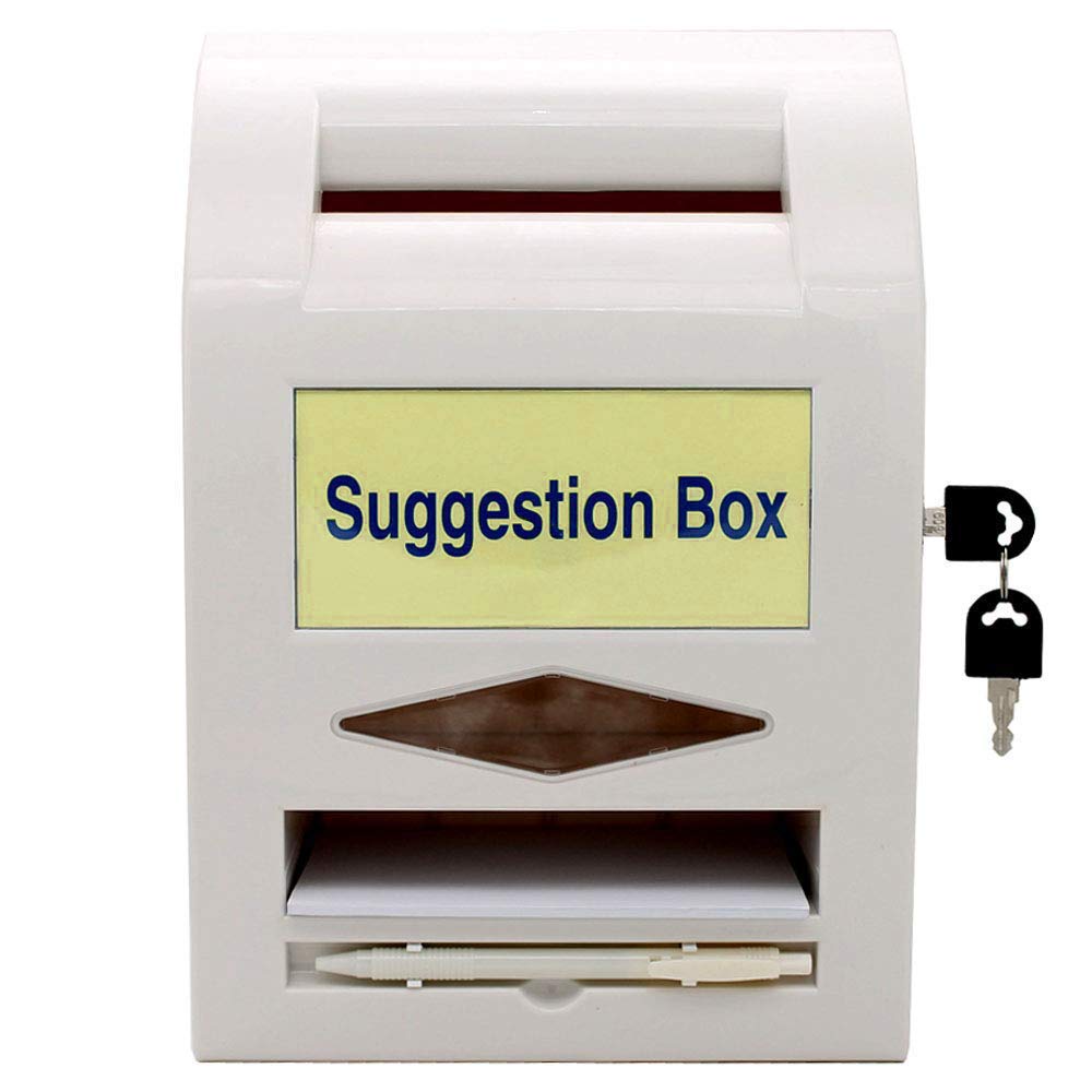 Wall/Countertop Lockable Suggestion Box with Labels & Pen - Office/Store Use