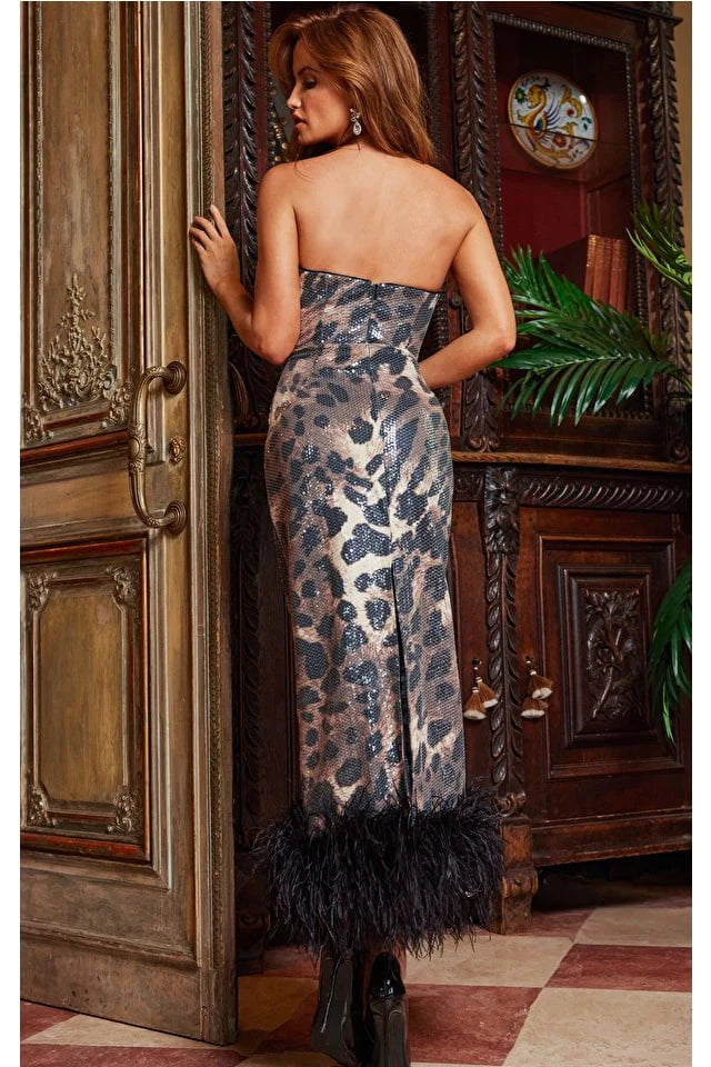 Jovani 24104 Elegant Strapless Feather Hem Evening Gown - Perfect for Prom, Homecoming, and Formal Events