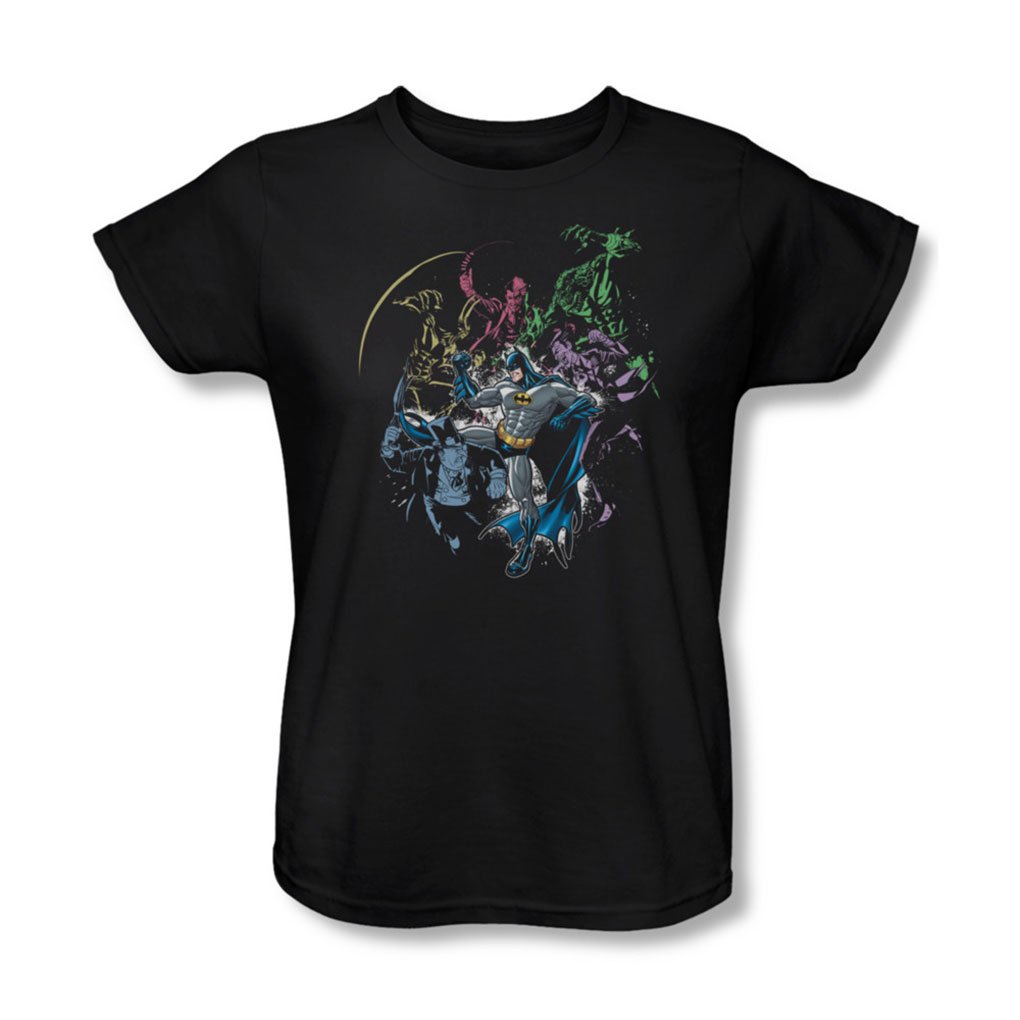 Batman Surrounded Women's Black Graphic T-Shirt | Superhero Fashion for Casual Wear & Cosplay