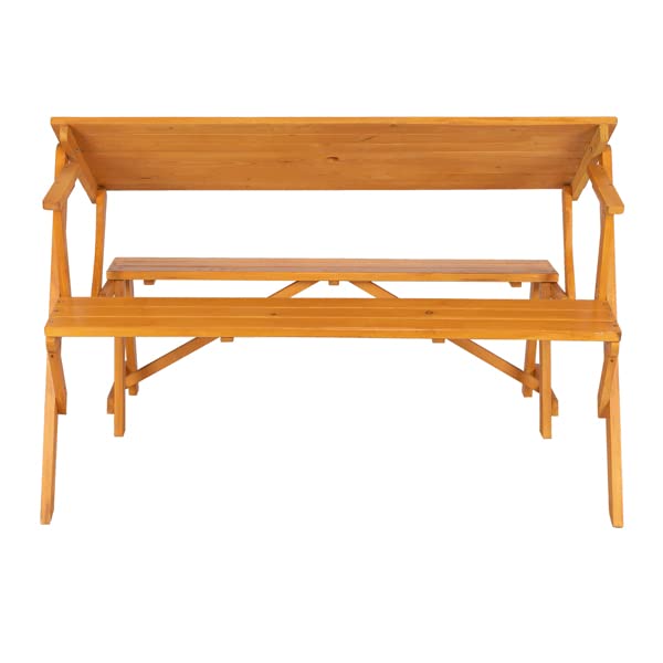 2-in-1 Convertible Outdoor Wooden Picnic Table and Garden Bench - 54.5