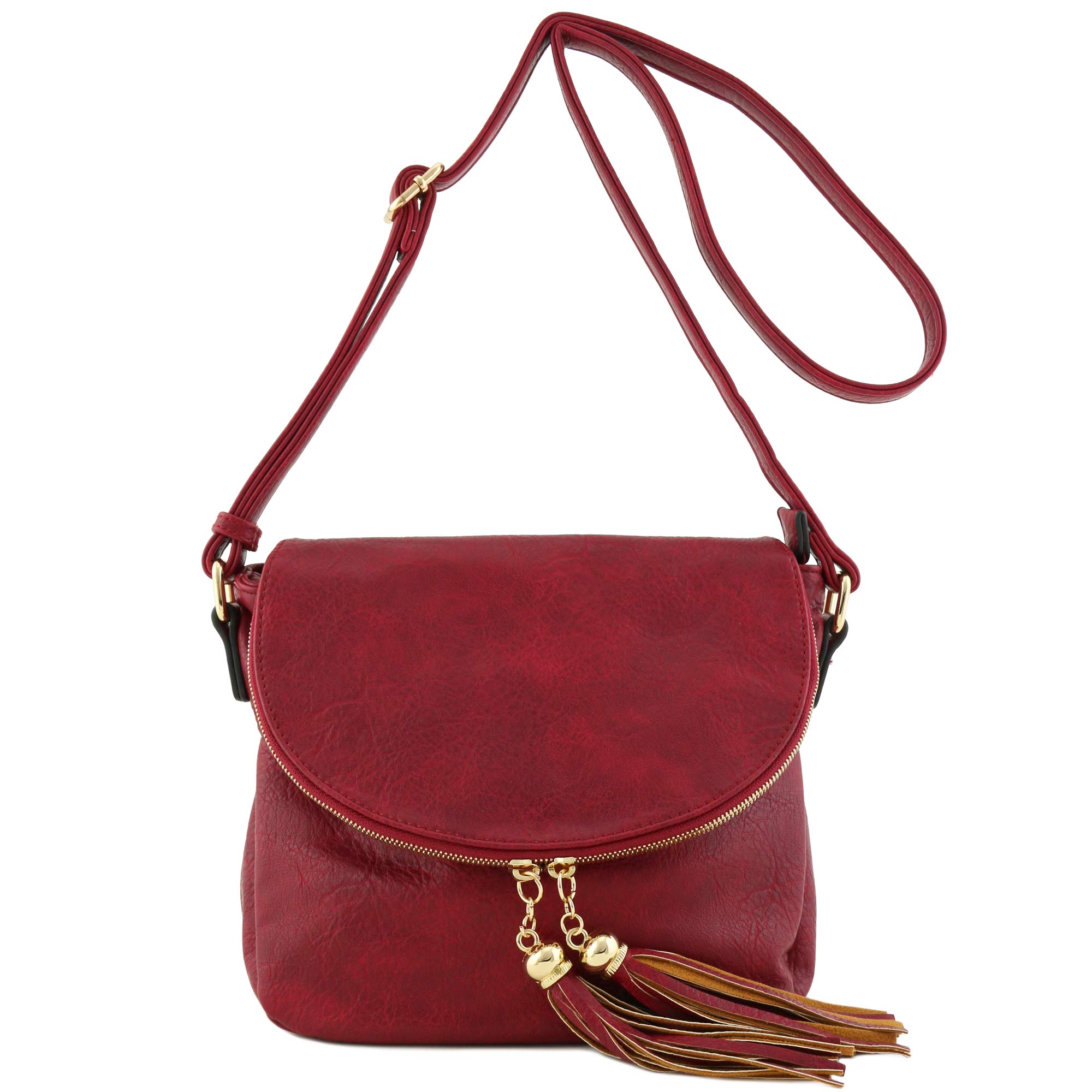 Stylish Red Tassel Crossbody Bag with Flap Top - Fashionable Women's Shoulder Purse for Casual Outings, Shopping & Travel Accessories