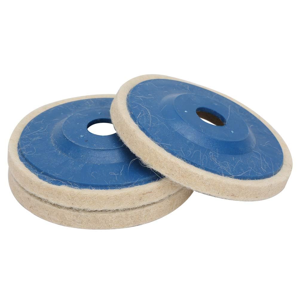 Agatige 3-Pack 4-Inch Wool Felt Polishing Wheel Discs - Premium Buffing Pads for Angle Grinder, Metal & Wood Polishing - Perfect for Automotive Detailing, Jewelry Making & DIY Crafts