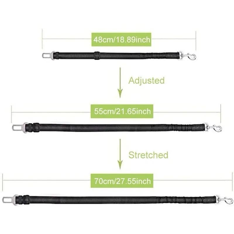 TAHAA 2 Pack Adjustable Dog Seat Belts for Cars - Safety Harness Clip with Elastic Bungee Buffer - Travel Pet Car Accessories for Small Medium Large Dogs | Perfect for Road Trips, Vet Visits & Daily Commutes